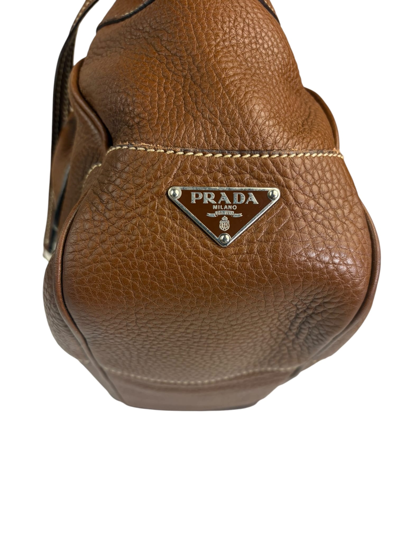 Prada Lizard Pushlock Flap Brown Vitello Daino Shoulder Bag