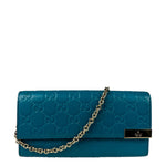 Gucci Turquoise Blue Guccissima Wallet On Chain