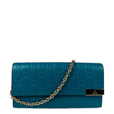 Gucci Turquoise Blue Guccissima Wallet On Chain