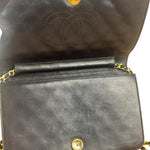 Chanel Black CC Quilted Leather Chain Flap Bag 90s