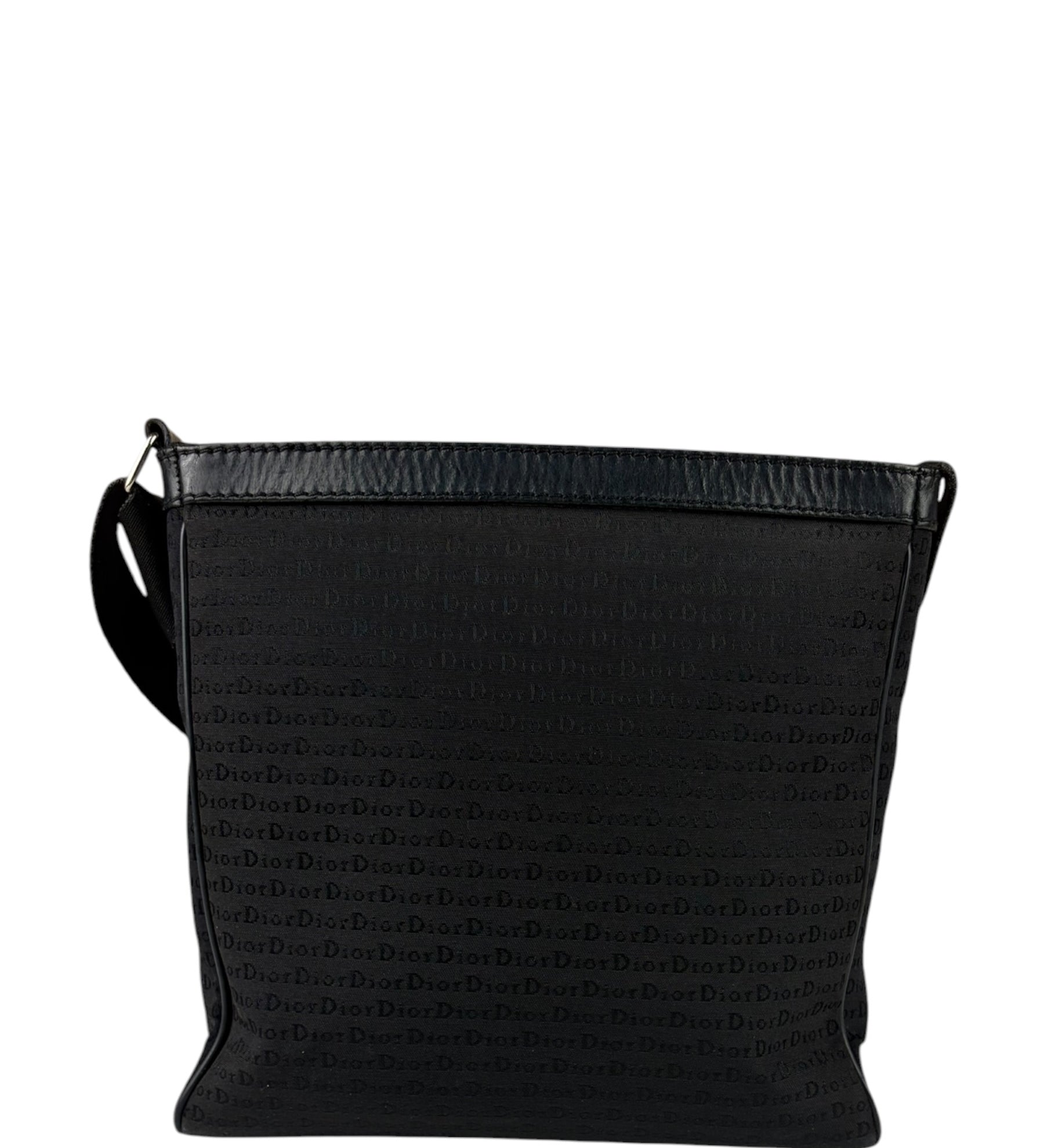 Christian Dior Black Leather Trim Canvas Dior Print Crossbody Bag