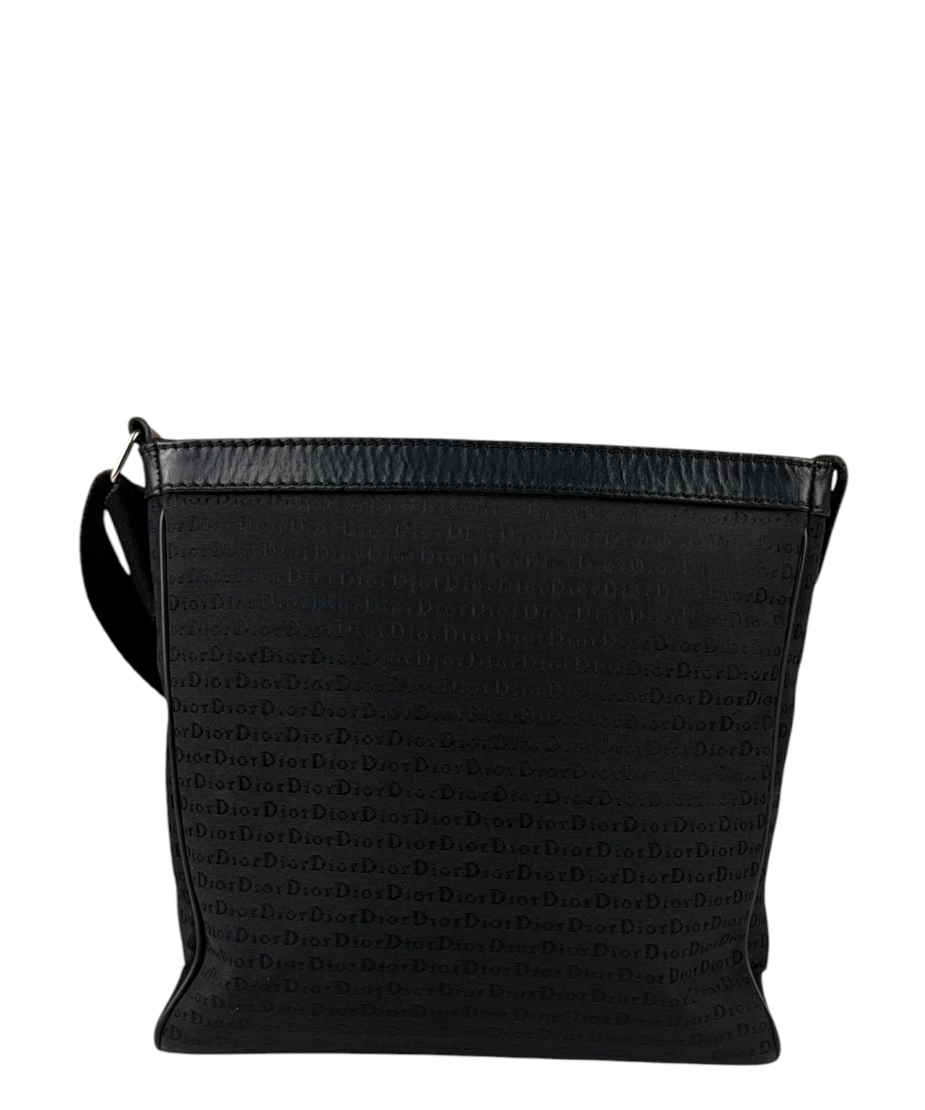 Christian Dior Black Leather Trim Canvas Dior Print Crossbody Bag
