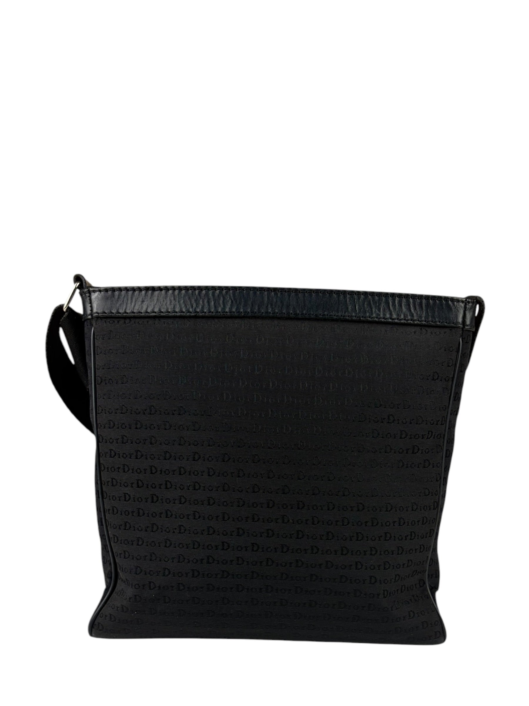 Christian Dior Black Leather Trim Canvas Dior Print Crossbody Bag