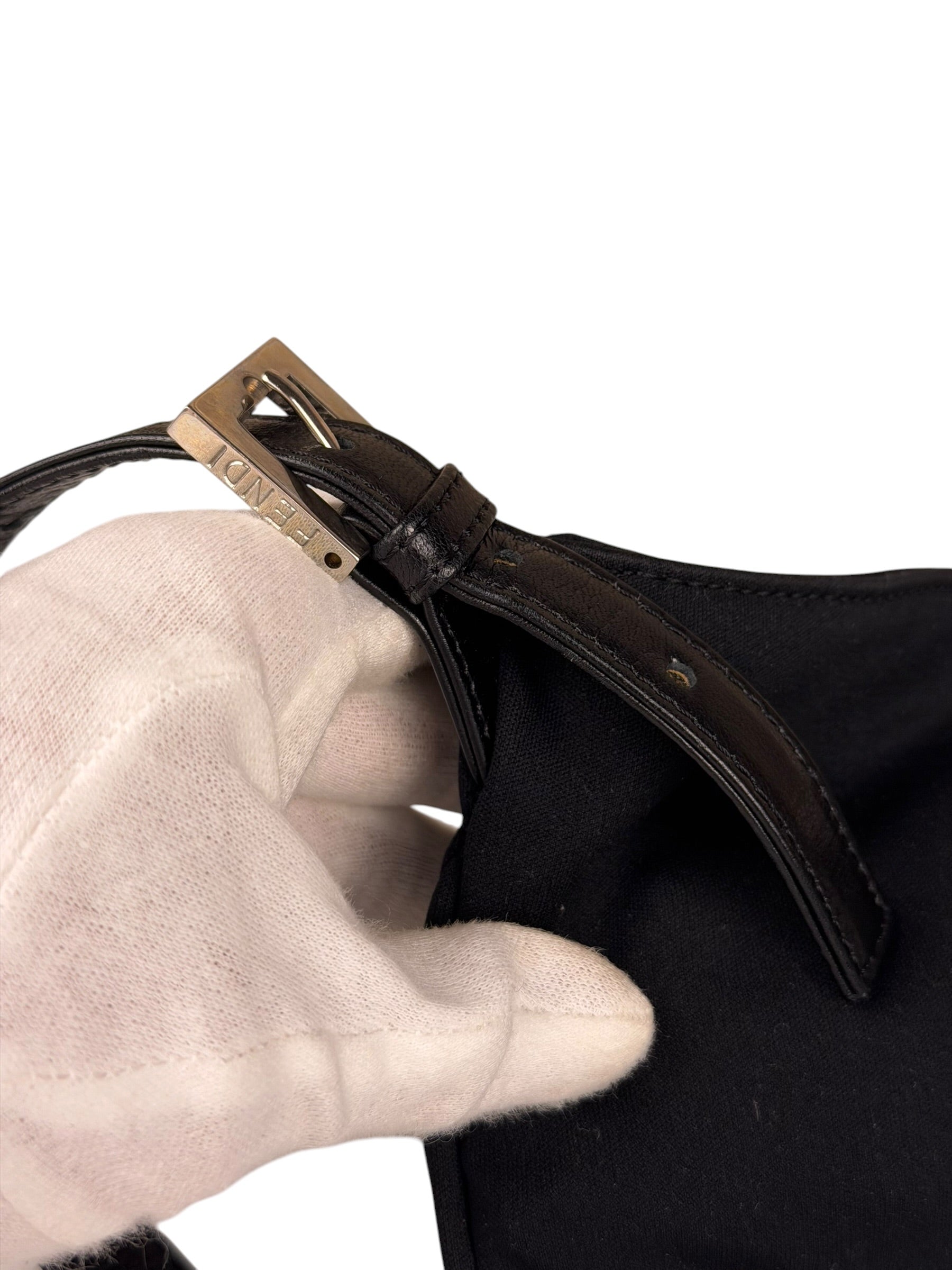 Fendi Black Nylon Mamma Baguette Shoulder Bag