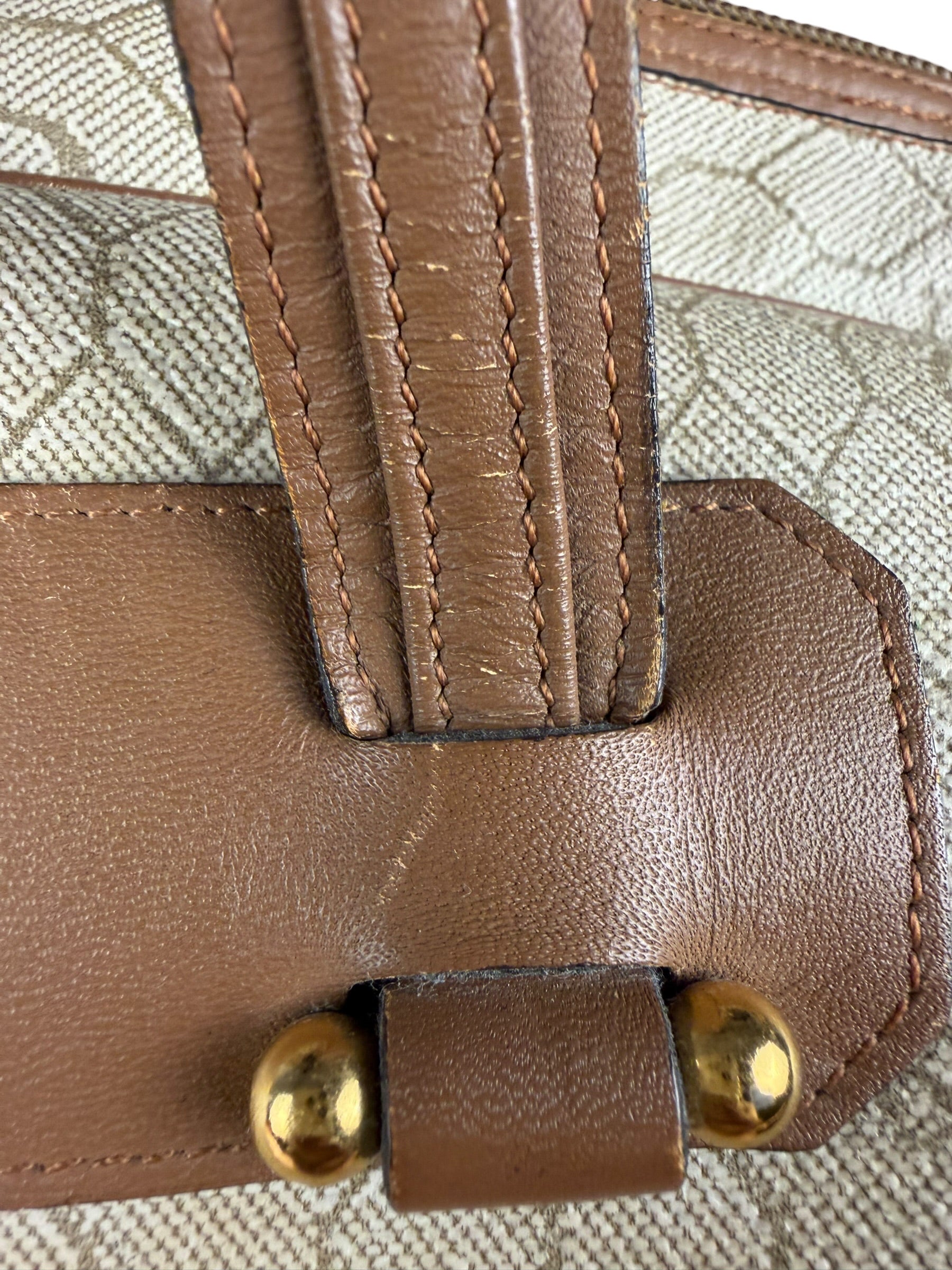 Christian Dior Vintage Beige Honeycomb Boston Bag