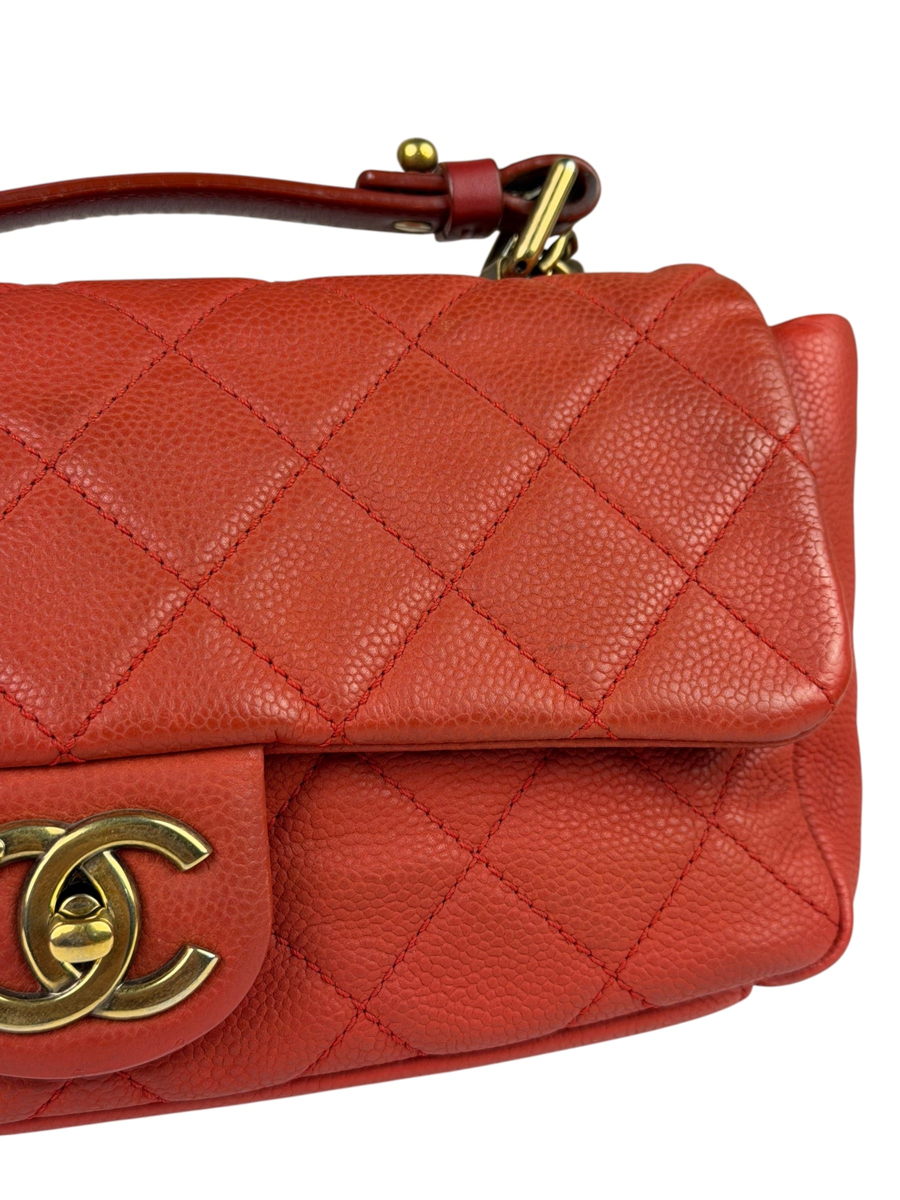 Chanel Red Quilted Caviar Leather Timeless Shoulder Bag 2012