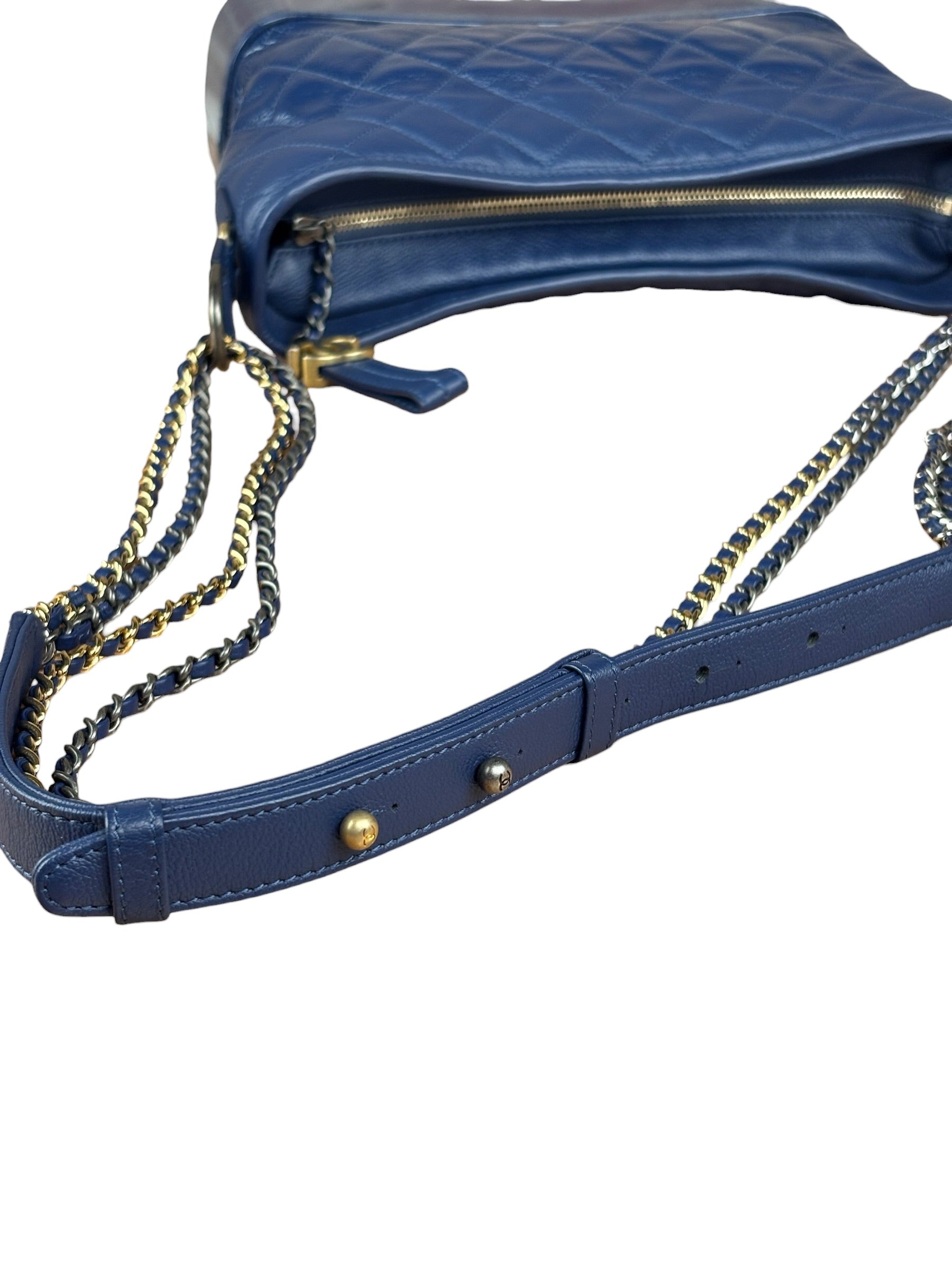 Chanel Navy Blue Leather Gabrielle Hobo Bag 2018