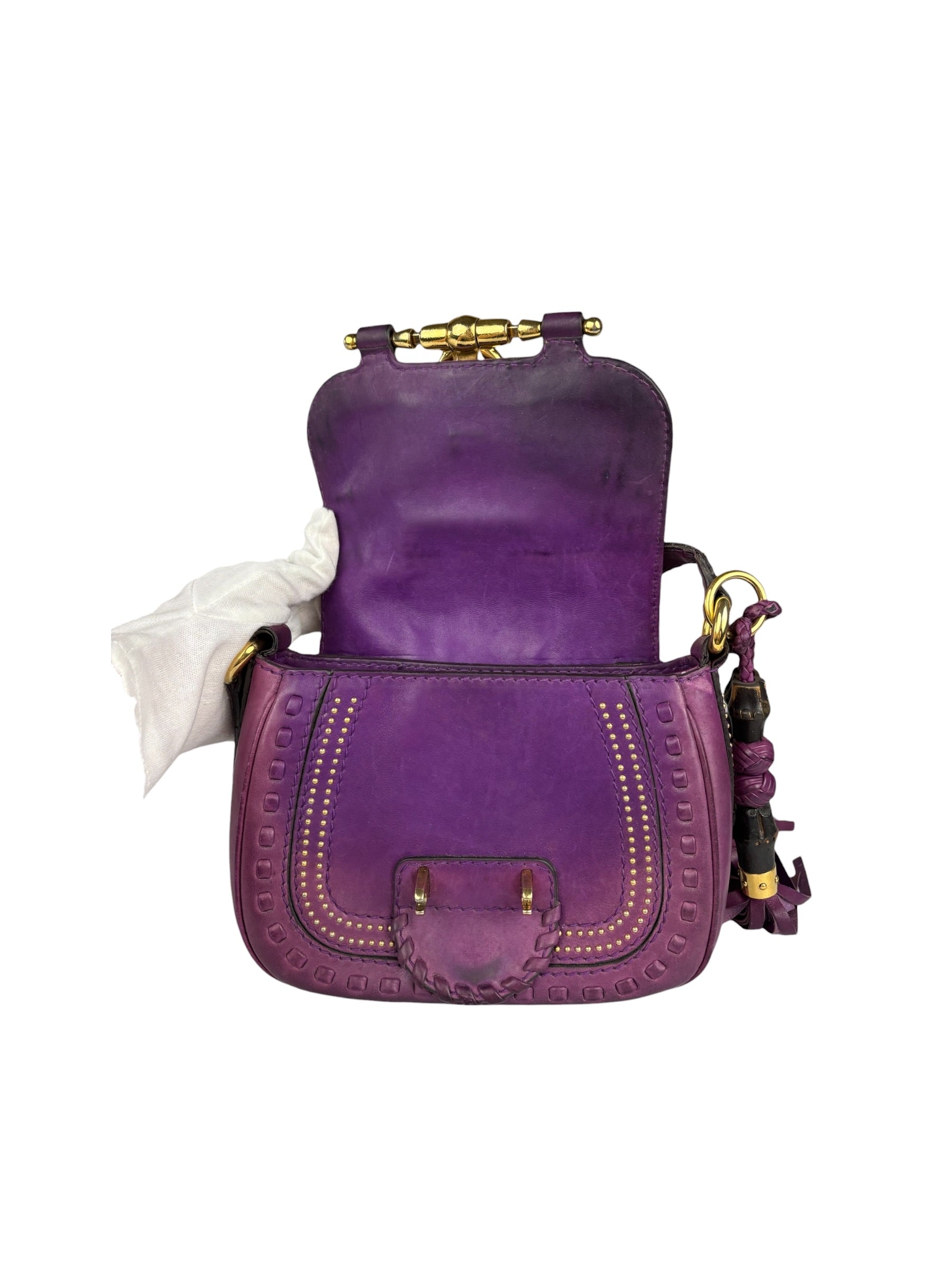 Gucci Vintage Purple Leather Small Snaffle Bit Shoulder Bag