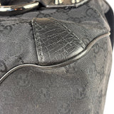 Gucci Black Leather Trim GG Horsebit Shoulder Bag