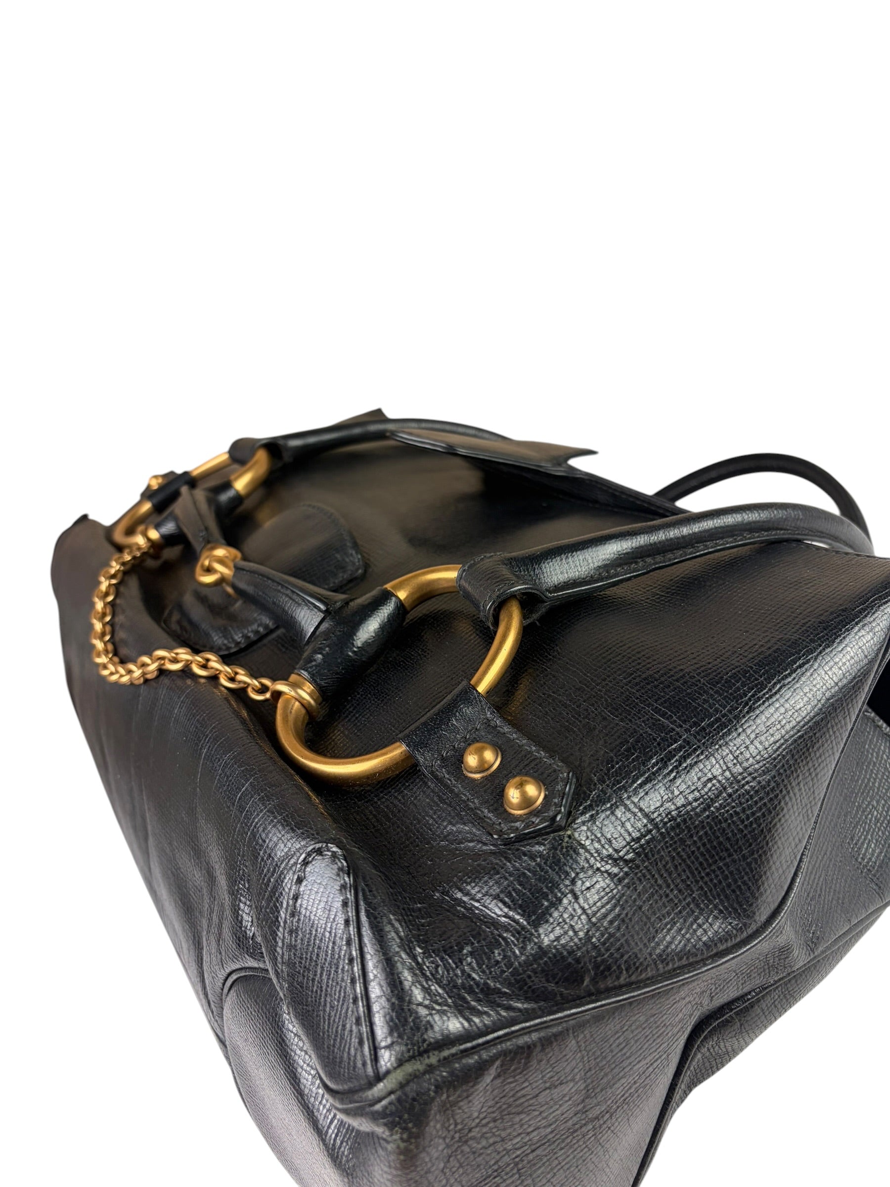 Gucci Vintage Black Horsebit Flap Bag