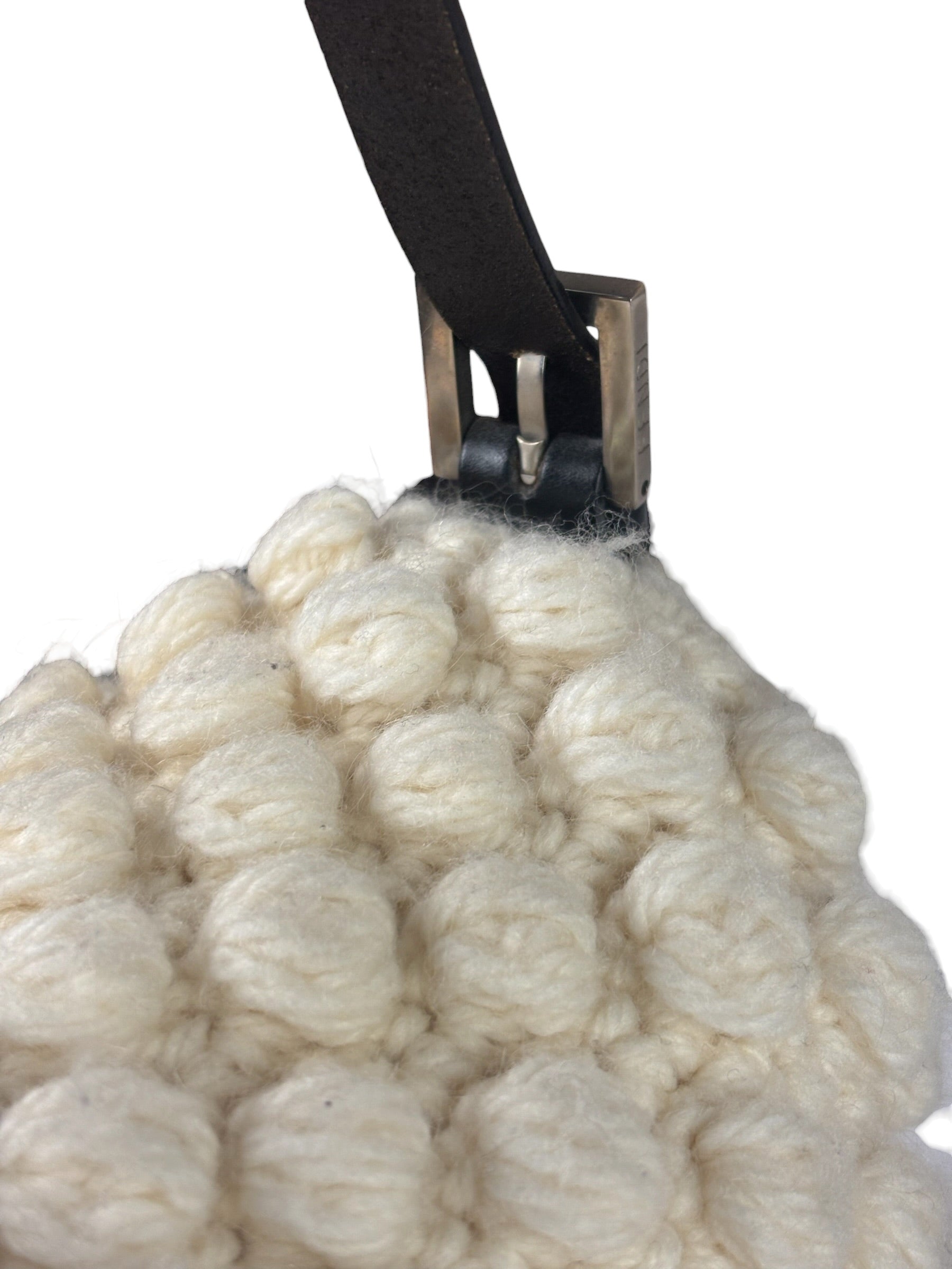 Fendi Vintage Leather Trim Knitted Wool Mamma Baguette
