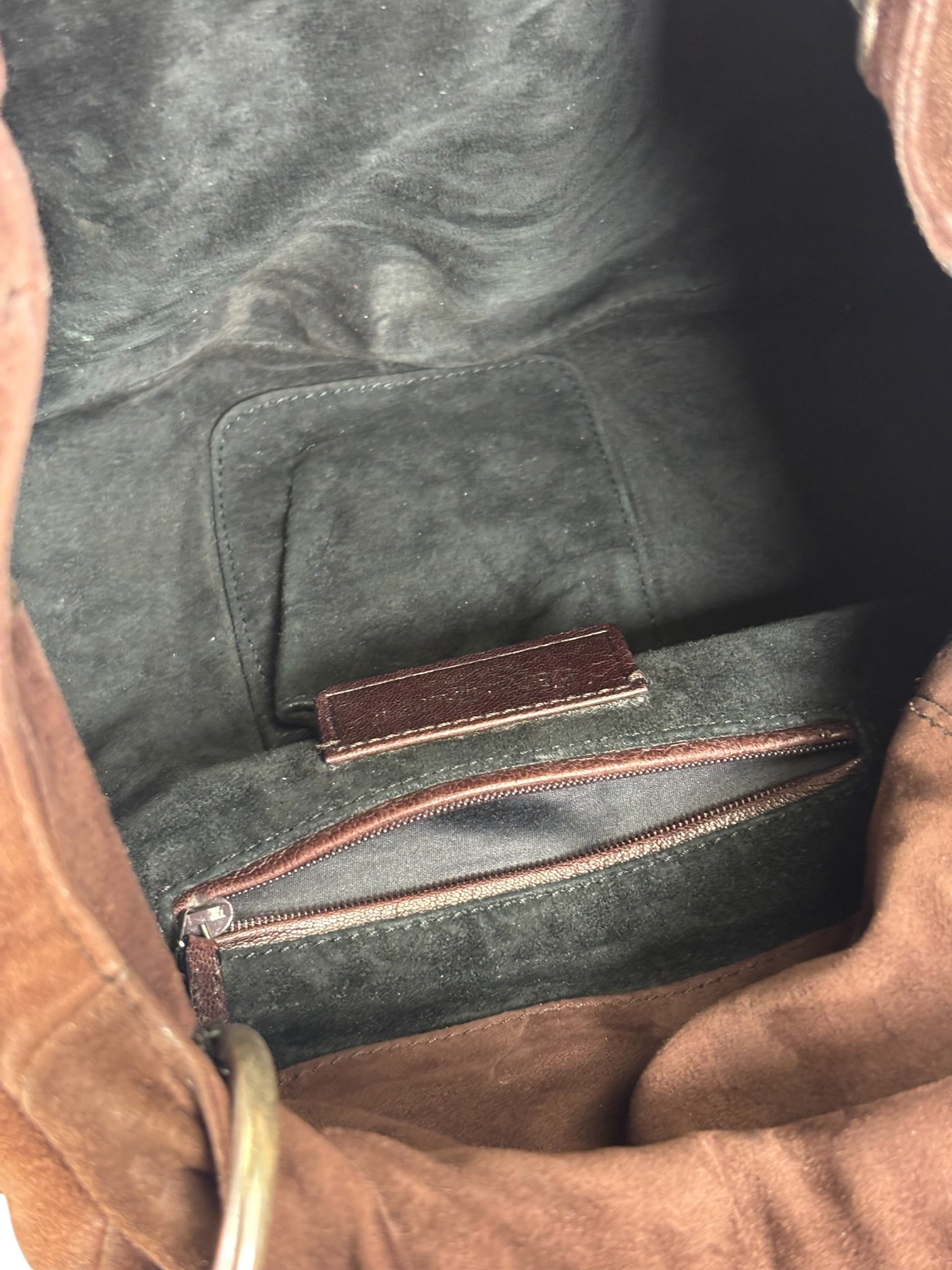 Yves Saint Laurent Brown Suede/Leather Trim Naja Rose Petal Hobo Bag