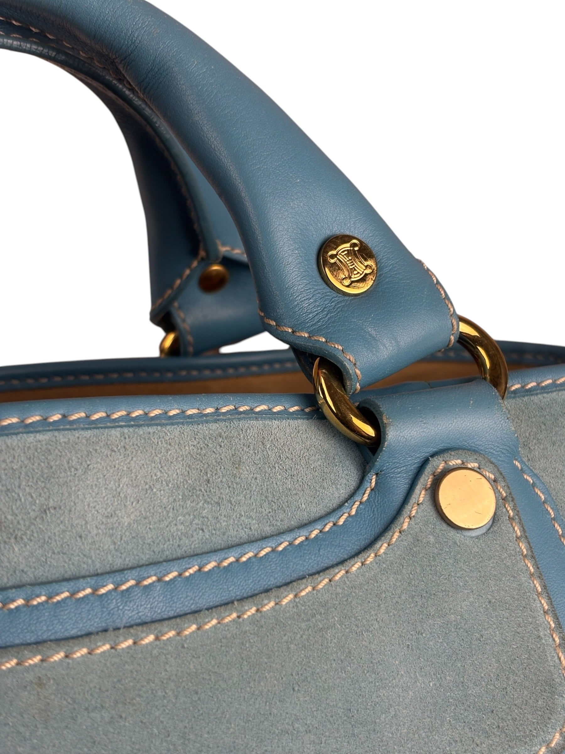 Celine Baby Blue Suede Leather Trip Boogie Handbag
