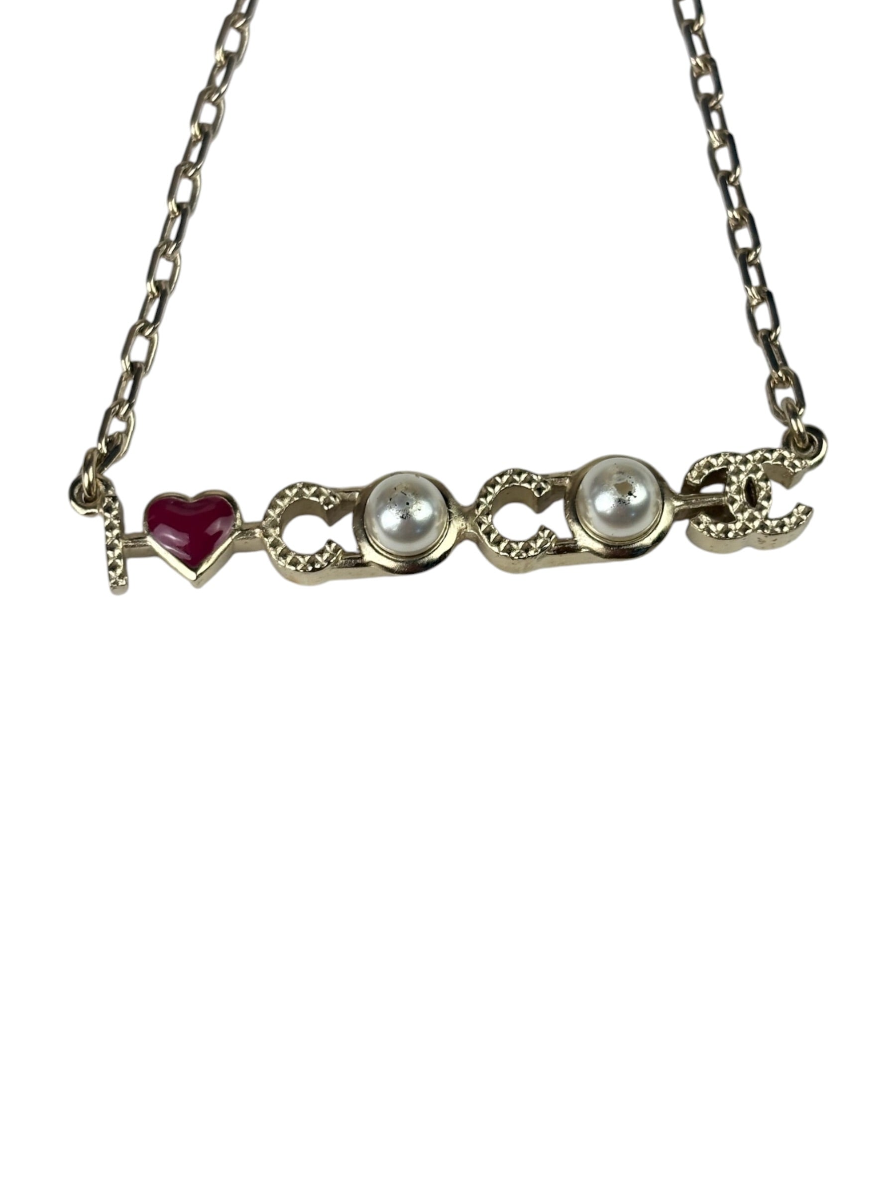 Chanel I love Coco Pearl & Heart Pendant Necklace