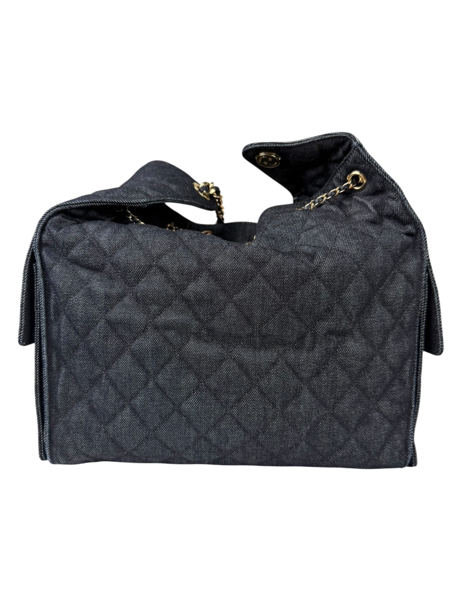 Chanel Navy Quilted Denim/Leather Trim 25 Hobo Bag 2021