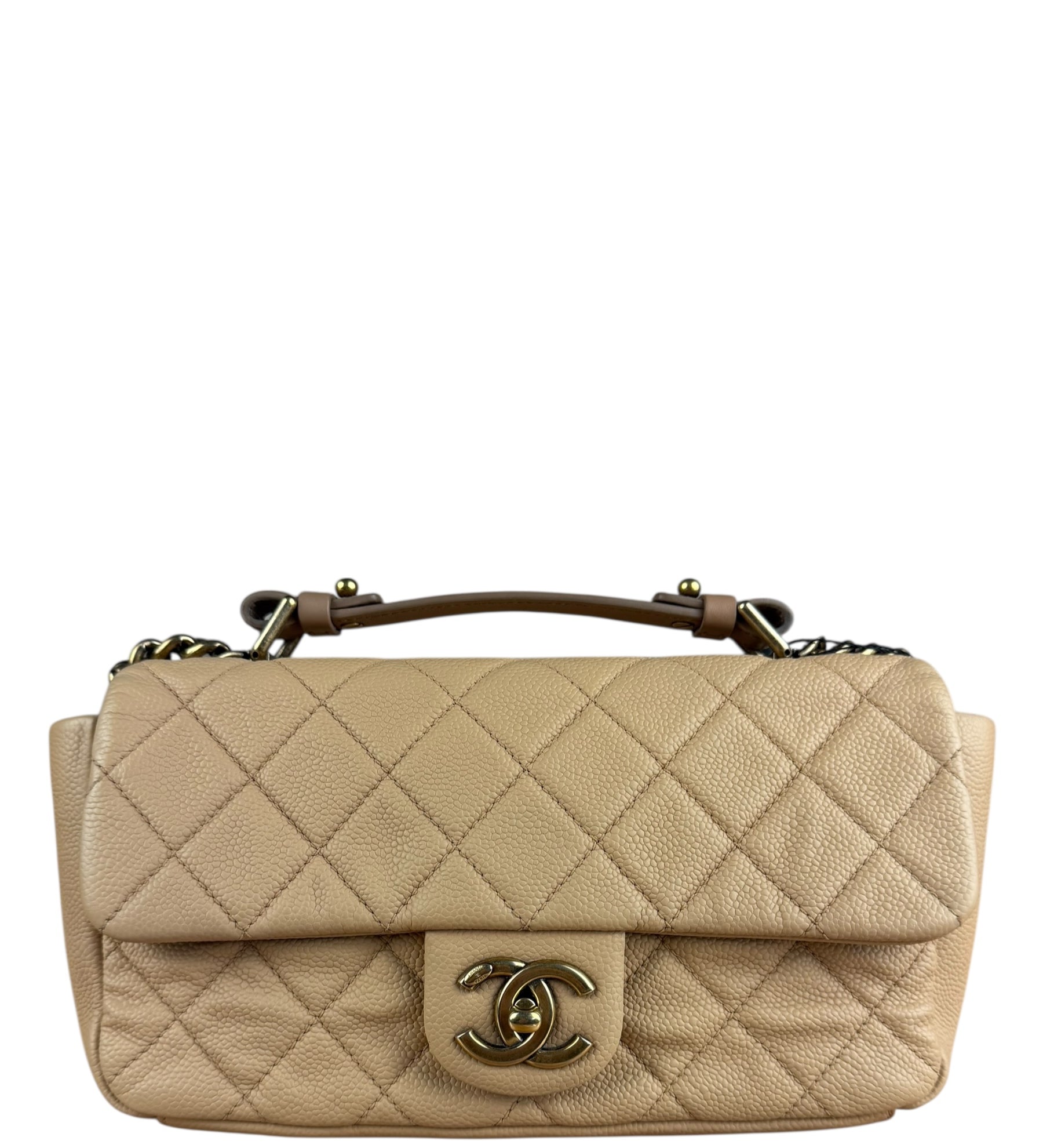 Chanel 2012 Diamond Chain Beige Single Flap