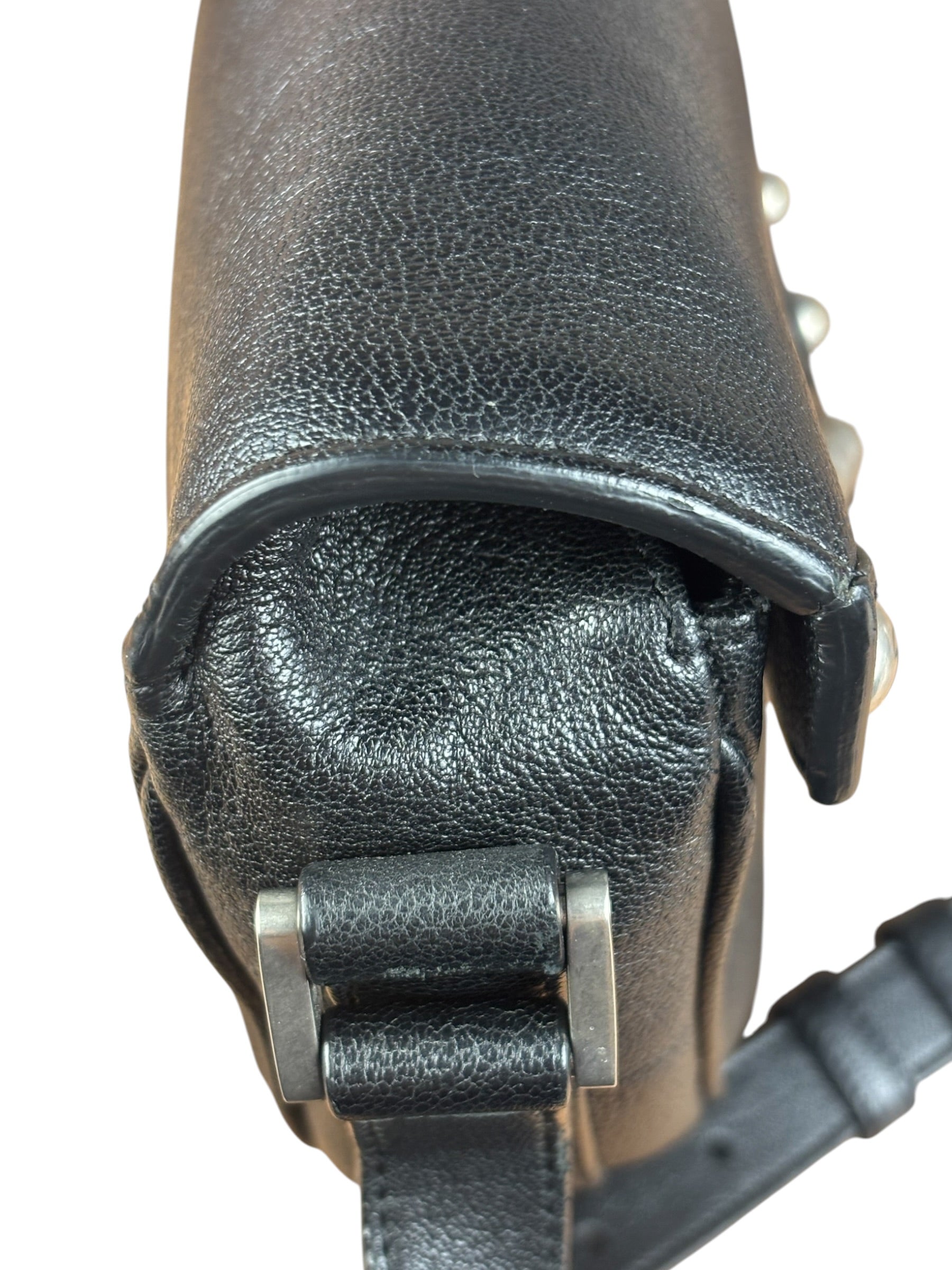 Saint Laurent Black Leather Y Studded Flap Crossbody