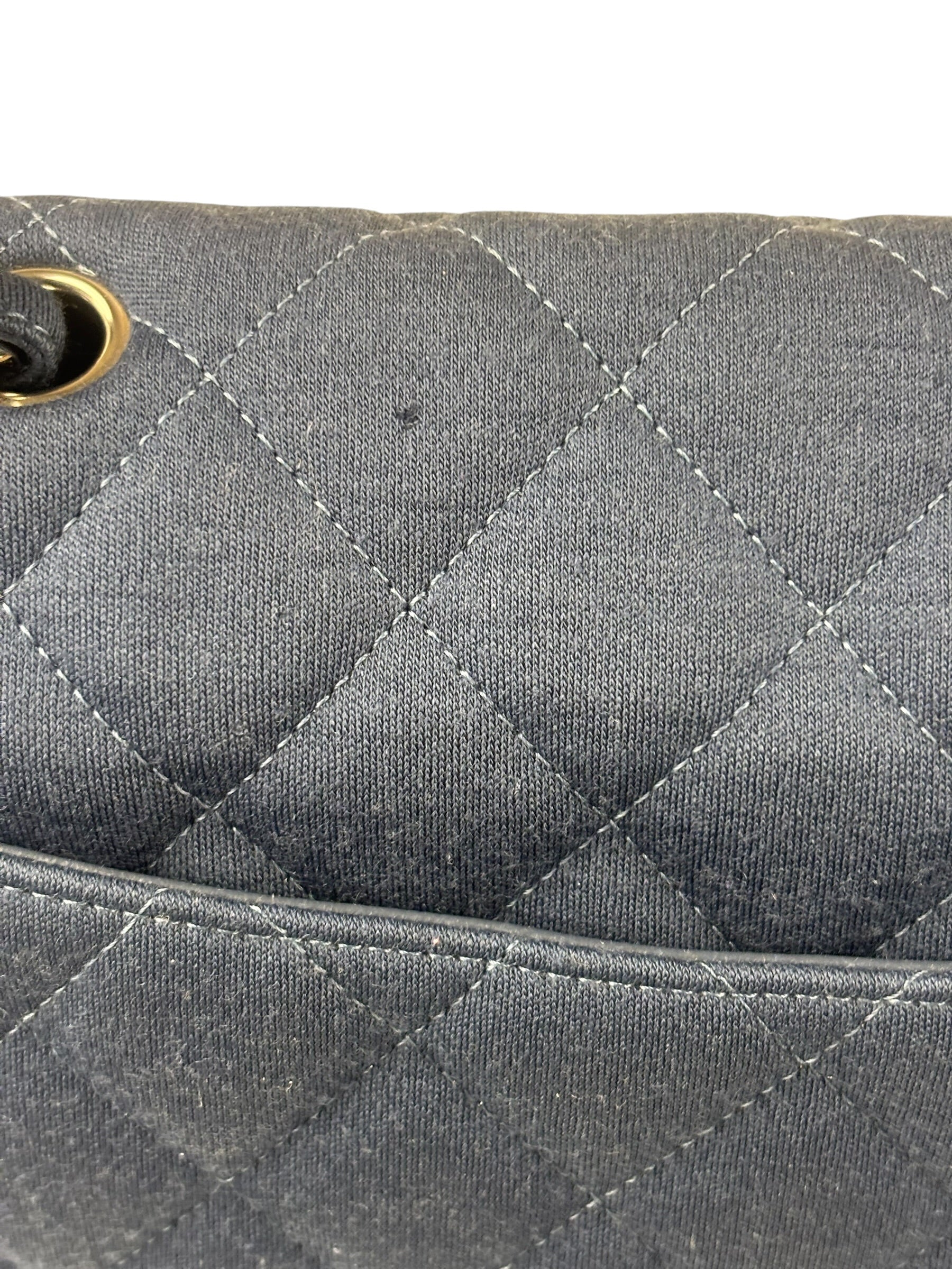 Chanel Blue Jersey Classic Flap Shoulder Bag 2009