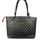 Chanel Black Quilted Leather Ligne Cambon Tote Mid 2000's