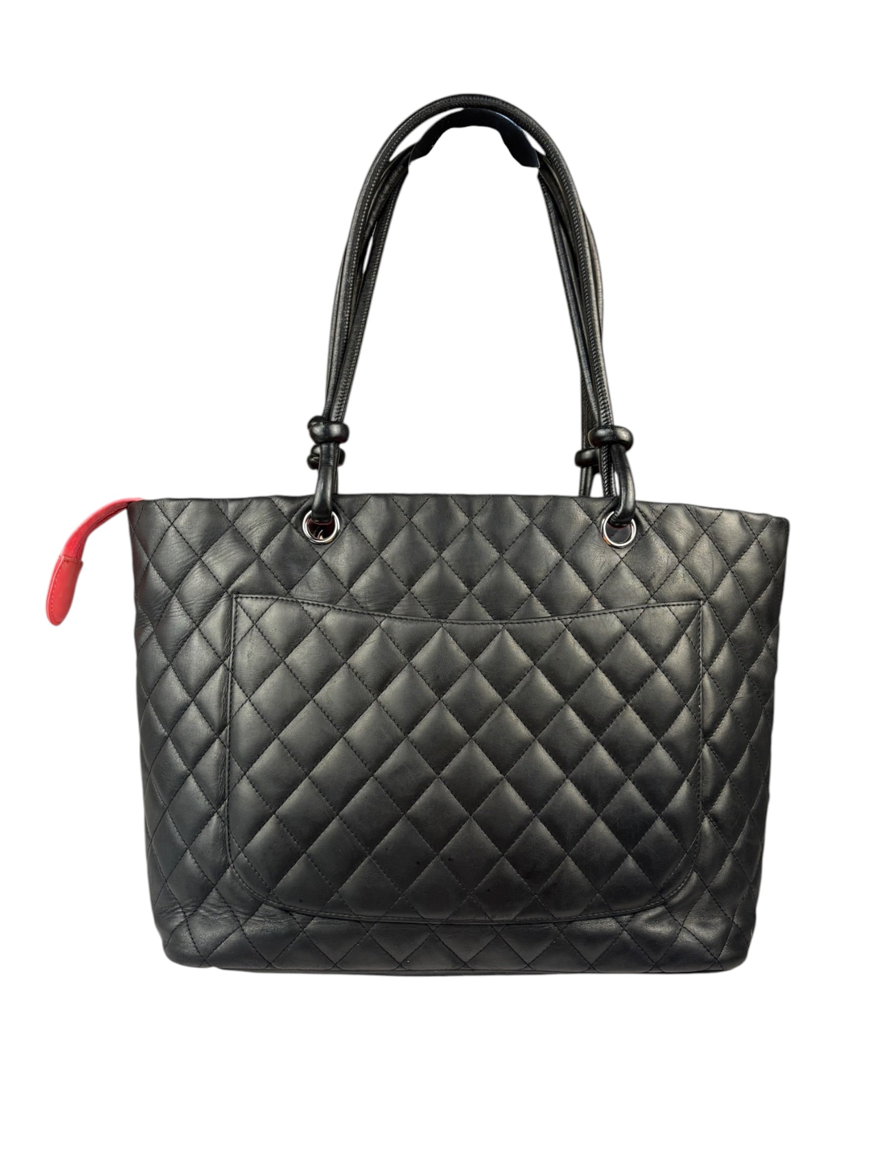 Chanel Black Quilted Leather Ligne Cambon Tote Mid 2000's
