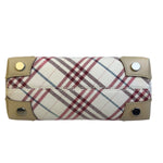 Burberry White/Beige Leather Trim Nova Check Pochette