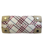 Burberry White/Beige Leather Trim Nova Check Pochette