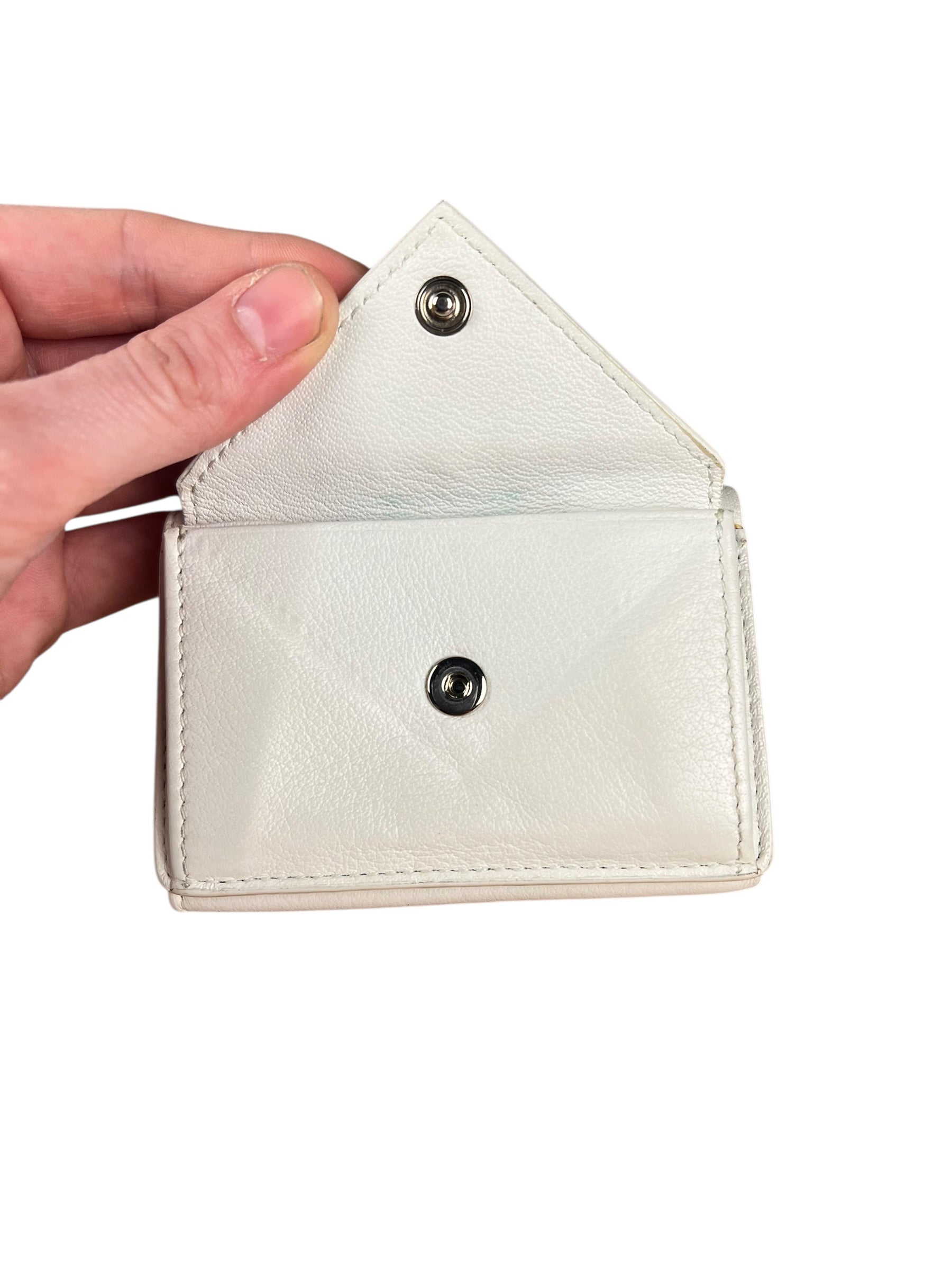 Balenciaga White Leather Papier Compact Wallet