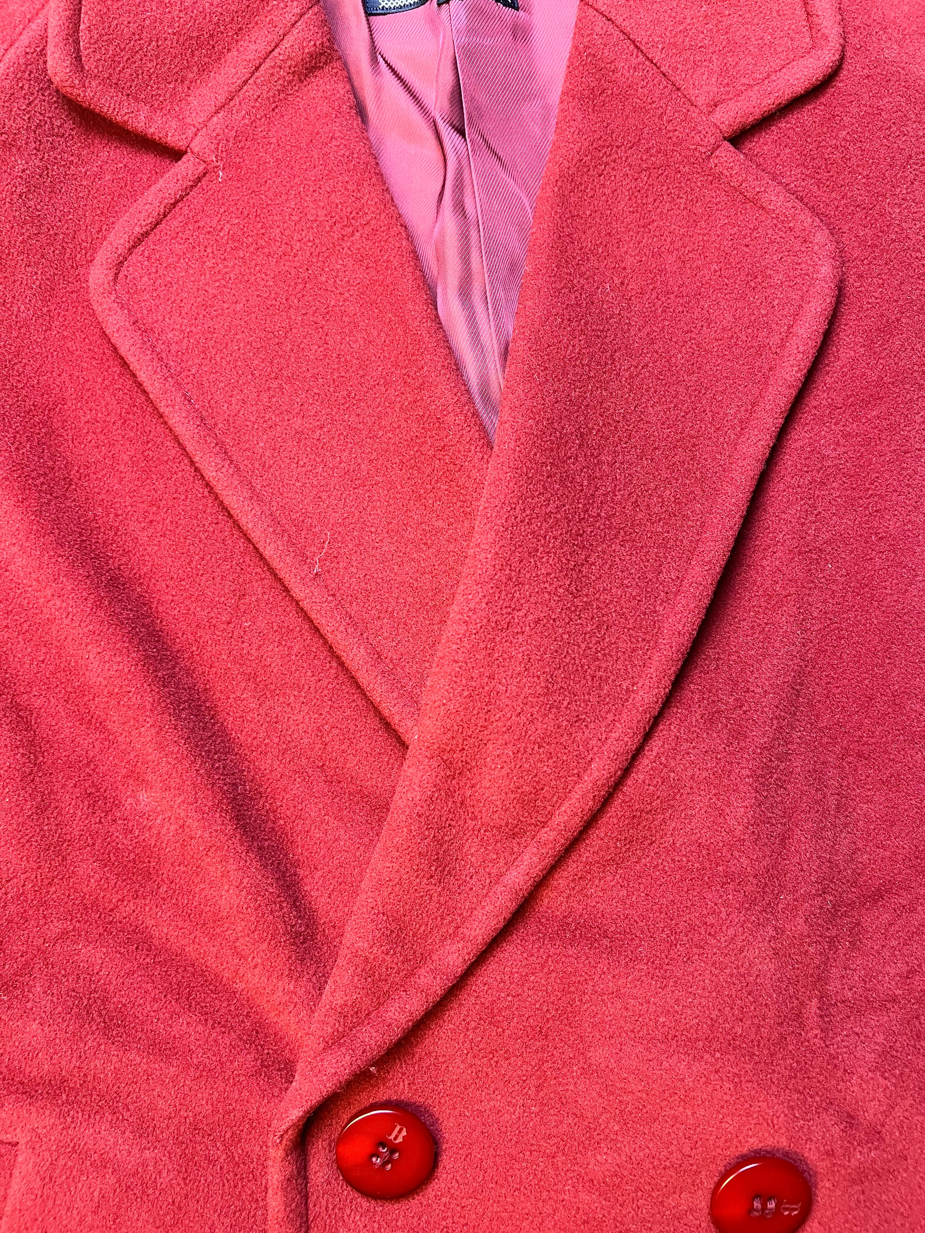 Burberry Vintage Dark Red Wool Mid Length Coat