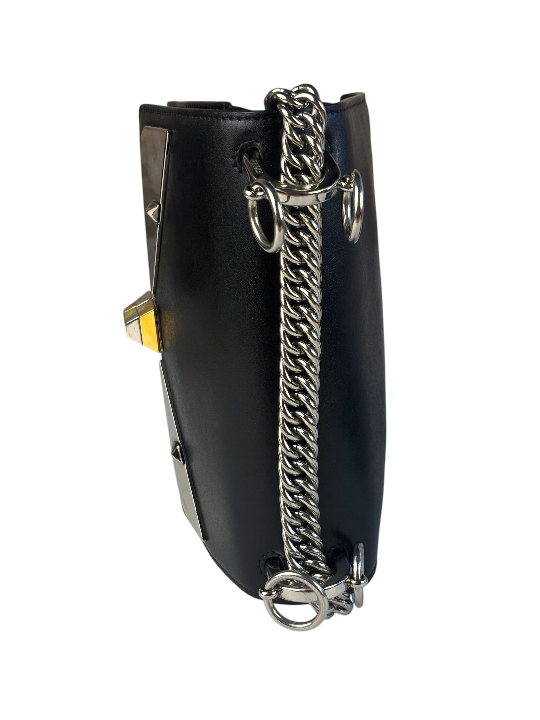 Fendi Black Leather Kan I Monster Eyes Shoulder Bag