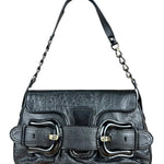 Fendi Black Patent Buckle Leather Shoulder Bag