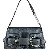Fendi Black Patent Buckle Leather Shoulder Bag