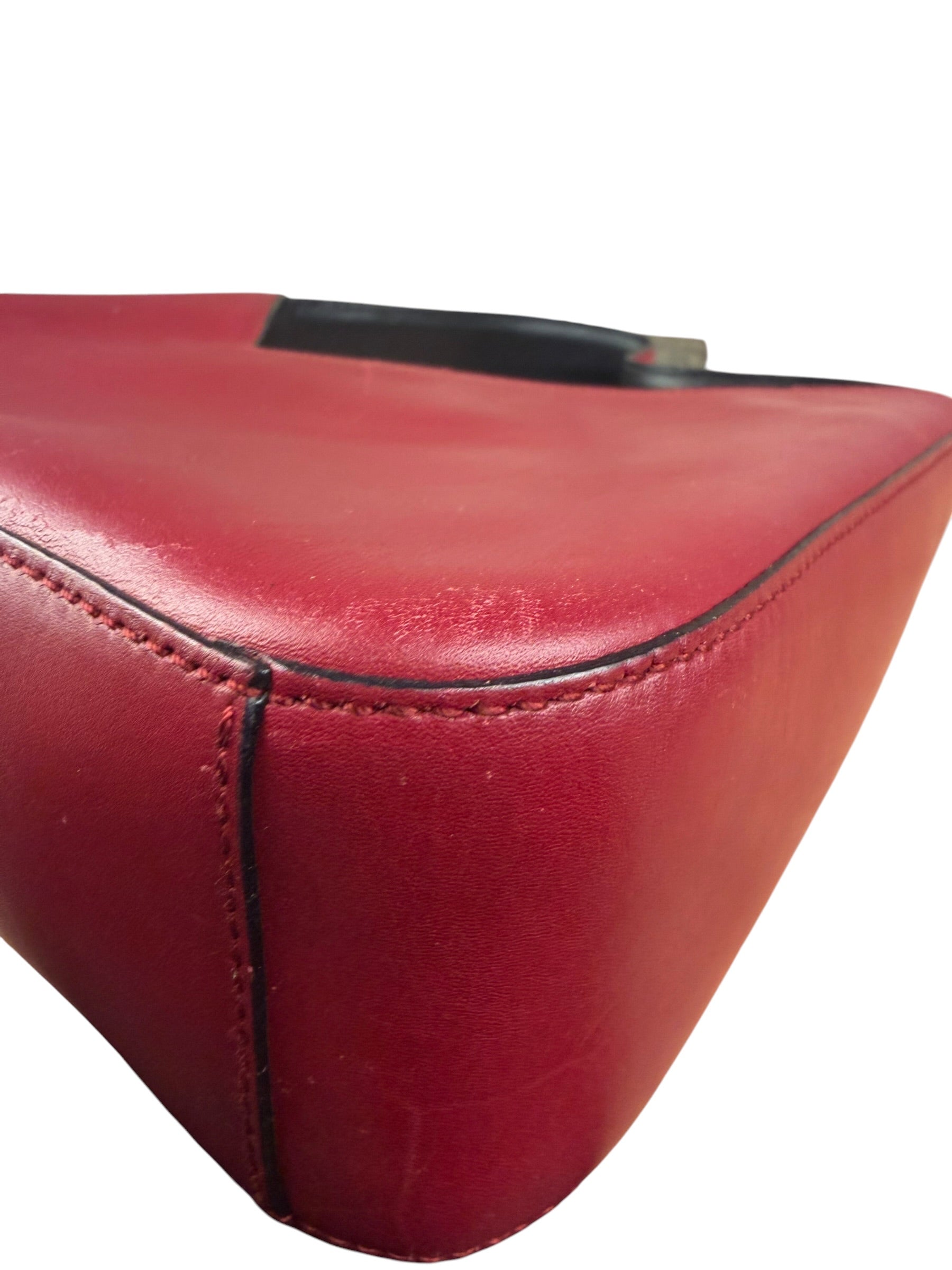 Prada Red/Black Leather Asymmetry Hobo Bag