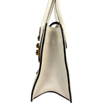 Miu Miu White Madras Ornate Crystal Jeweled Buckle Two-Way Bag