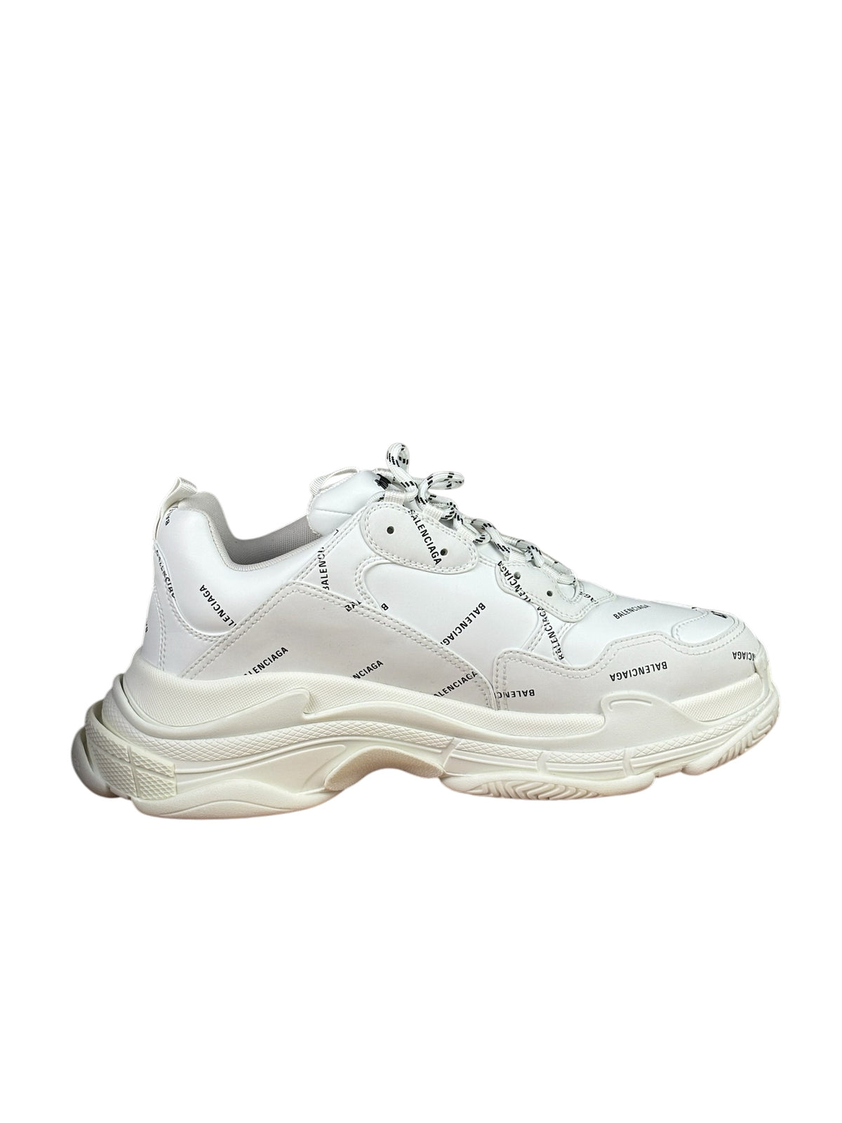 Balencaiga Triple S Sneakers All Over Logo White
