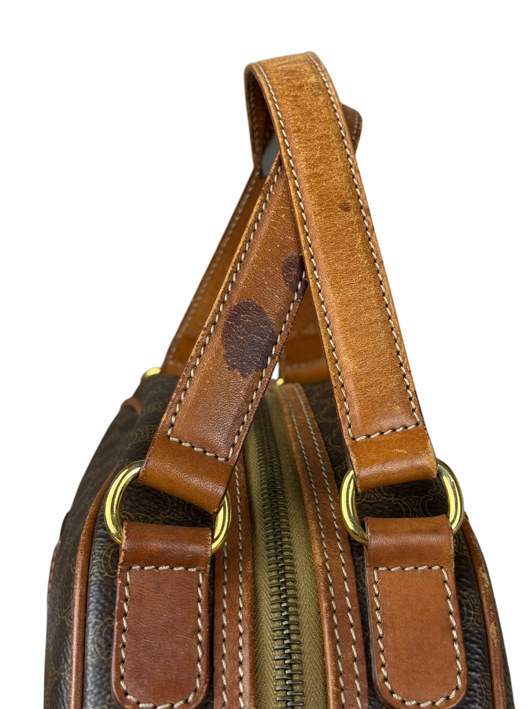 Celine Vintage Leather Macadam Dome Hand Bag