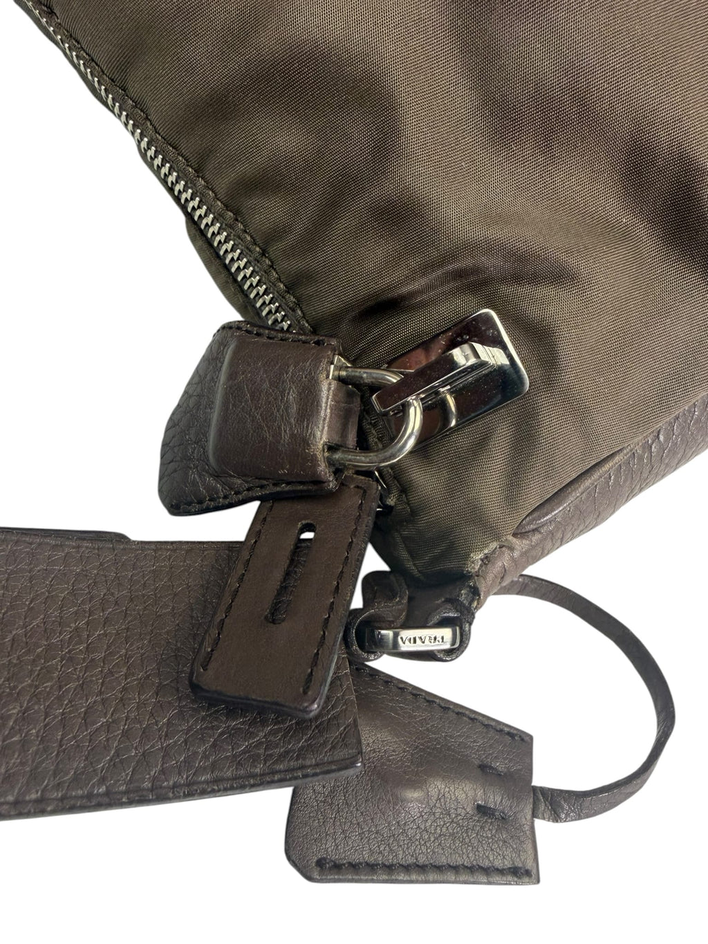 Prada Grey-Brown Taupe Tessuto Nylon Shoulder Bag