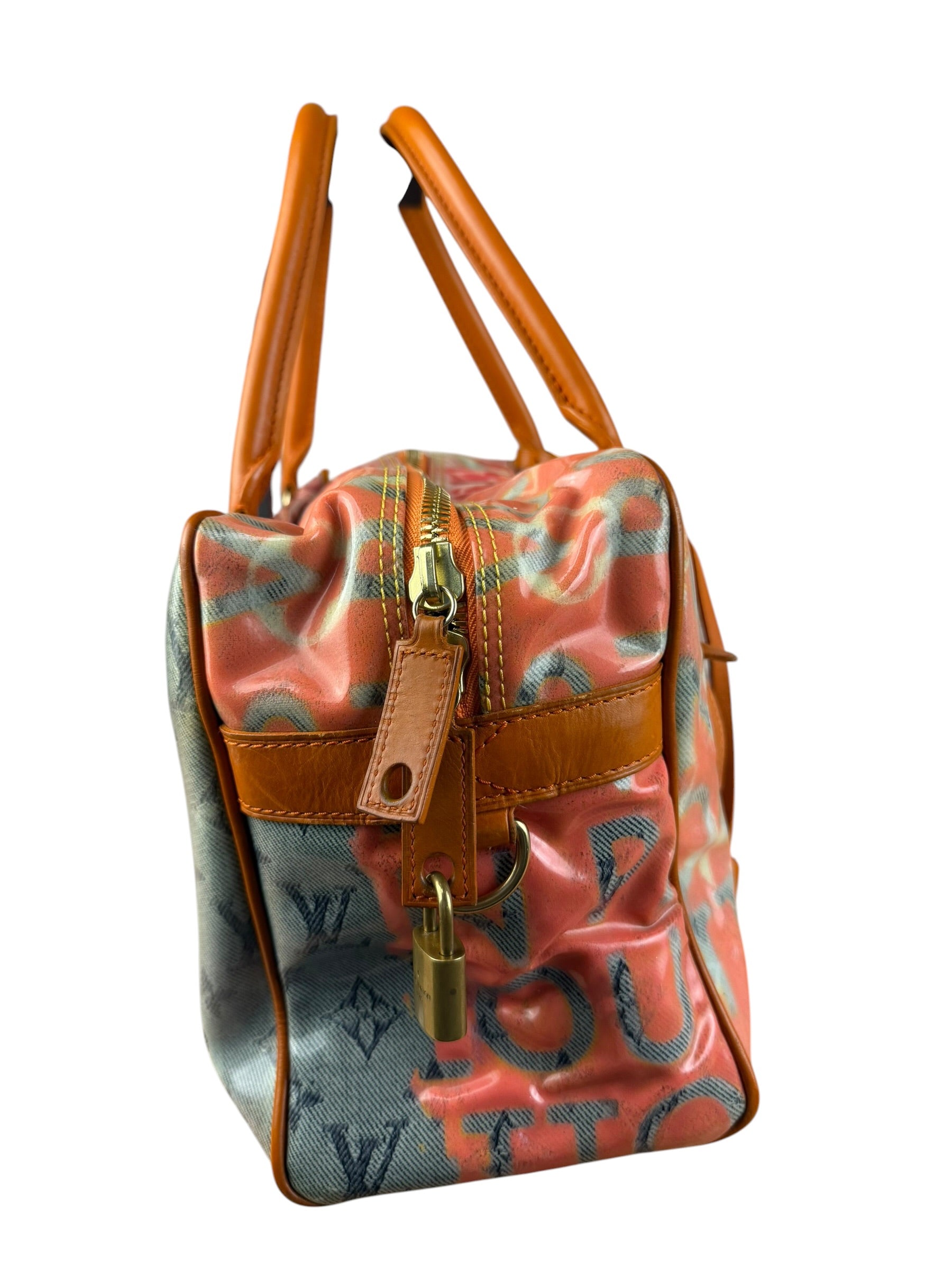 Louis Vuitton Richard Prince Orange Vinyl Canvas Monogram Hand Bag PM