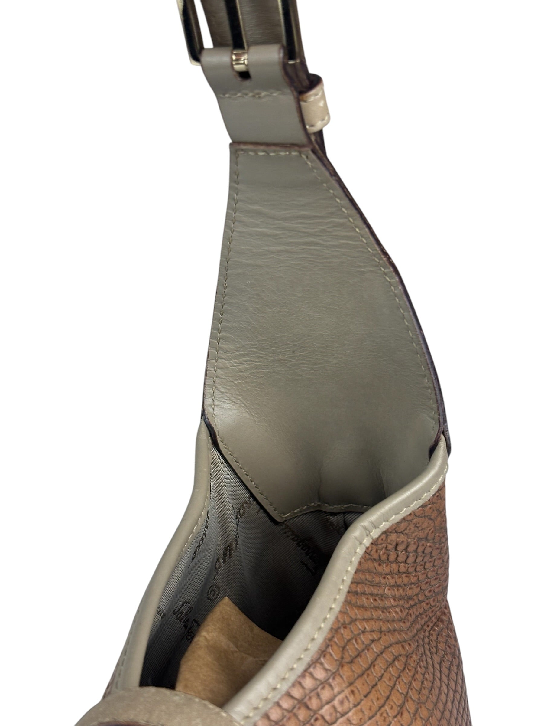 Salvatore Ferragamo Brown Lizard-Embossed Hobo Bag