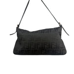 Fendi Black Leather Trim Zucca Mamma Baguette