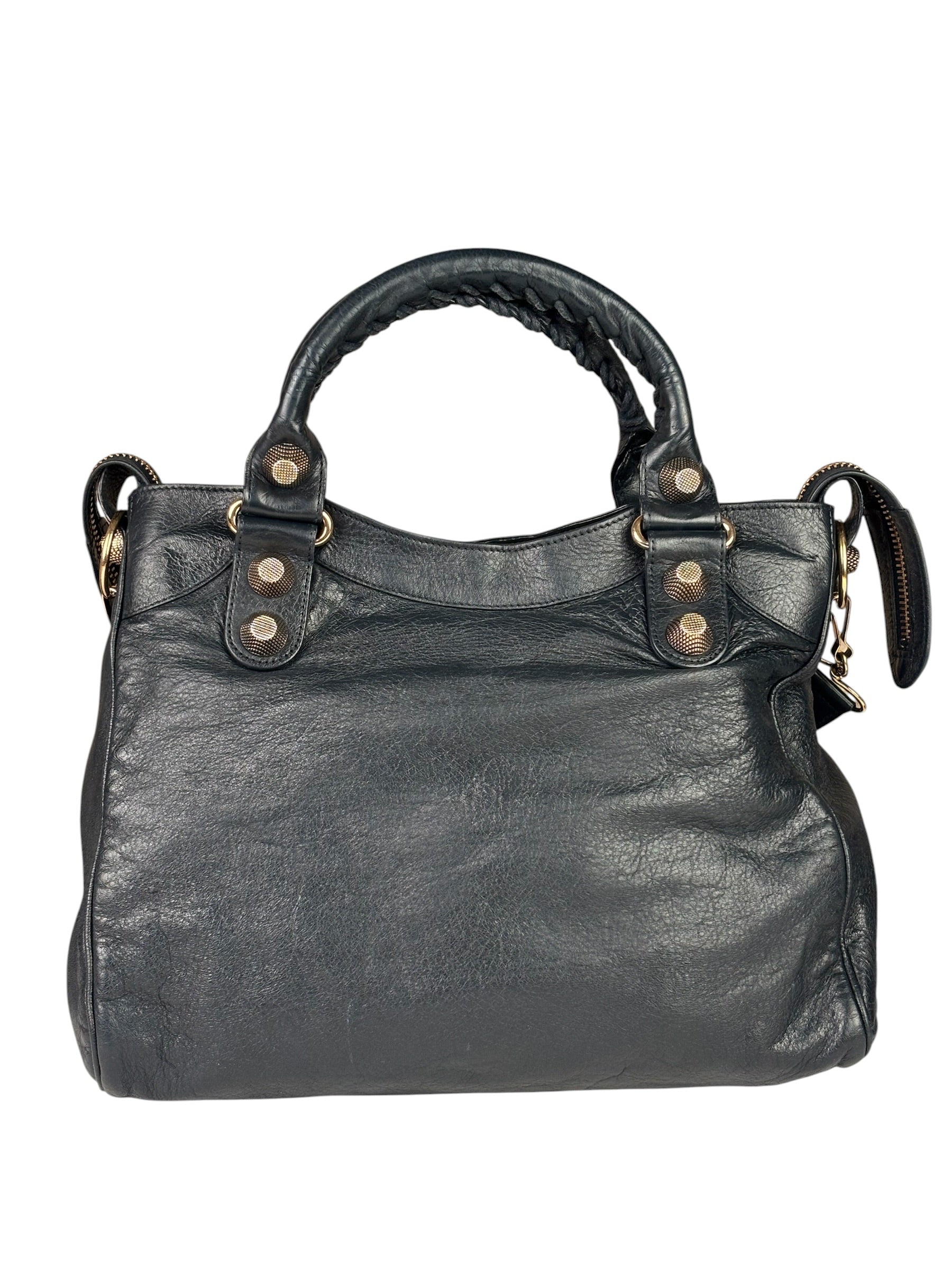 Balenciaga Vintage Navy Leather City Two-Way Bag