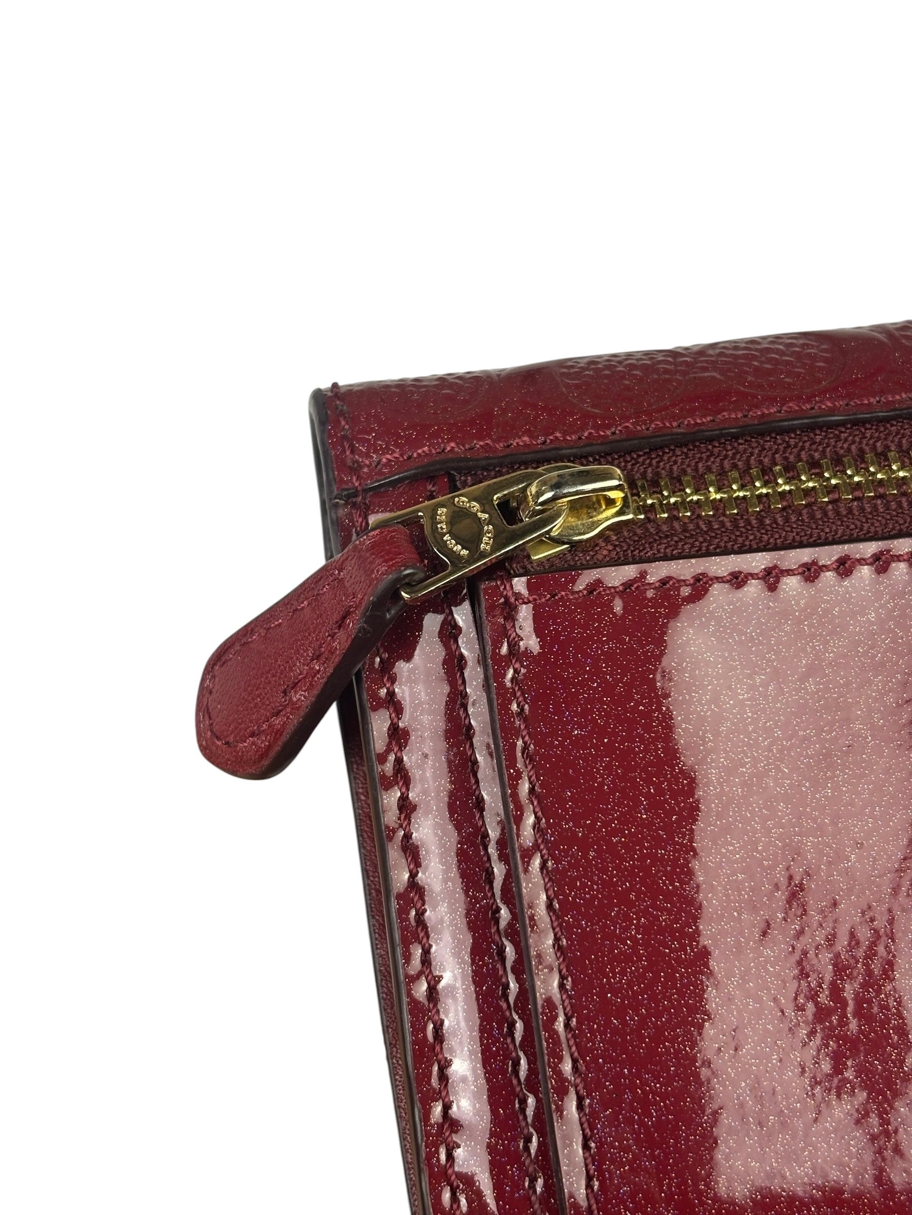 Coach Cherry Shimmery Red Long Flap Wallet
