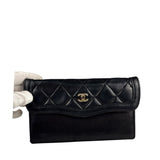 Chanel Vintage Black Leather Double Flap Shoulder Bag 1999