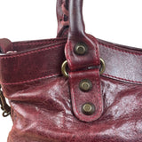 Balenciaga Vintage Burgundy Leather Moto City Two-Way Bag