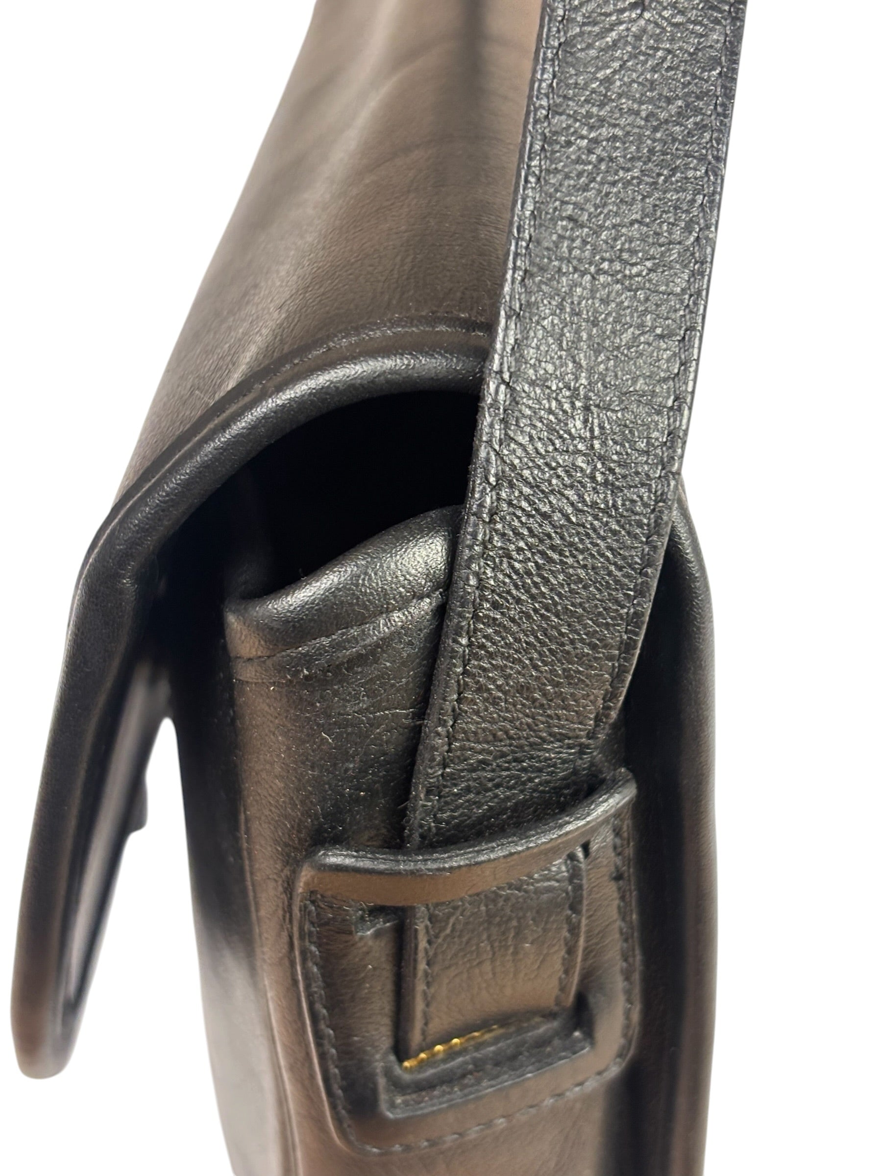 Christian Dior Vintage Black Leather Rounded Flap Bag