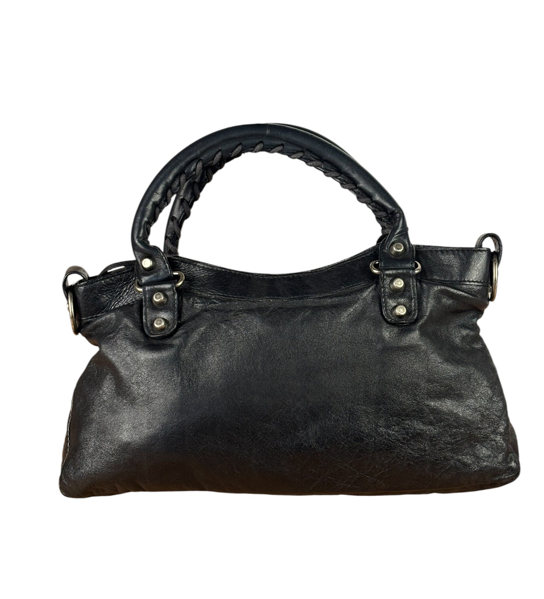 Balenciaga Black Leather Moto City Two-Way Bag