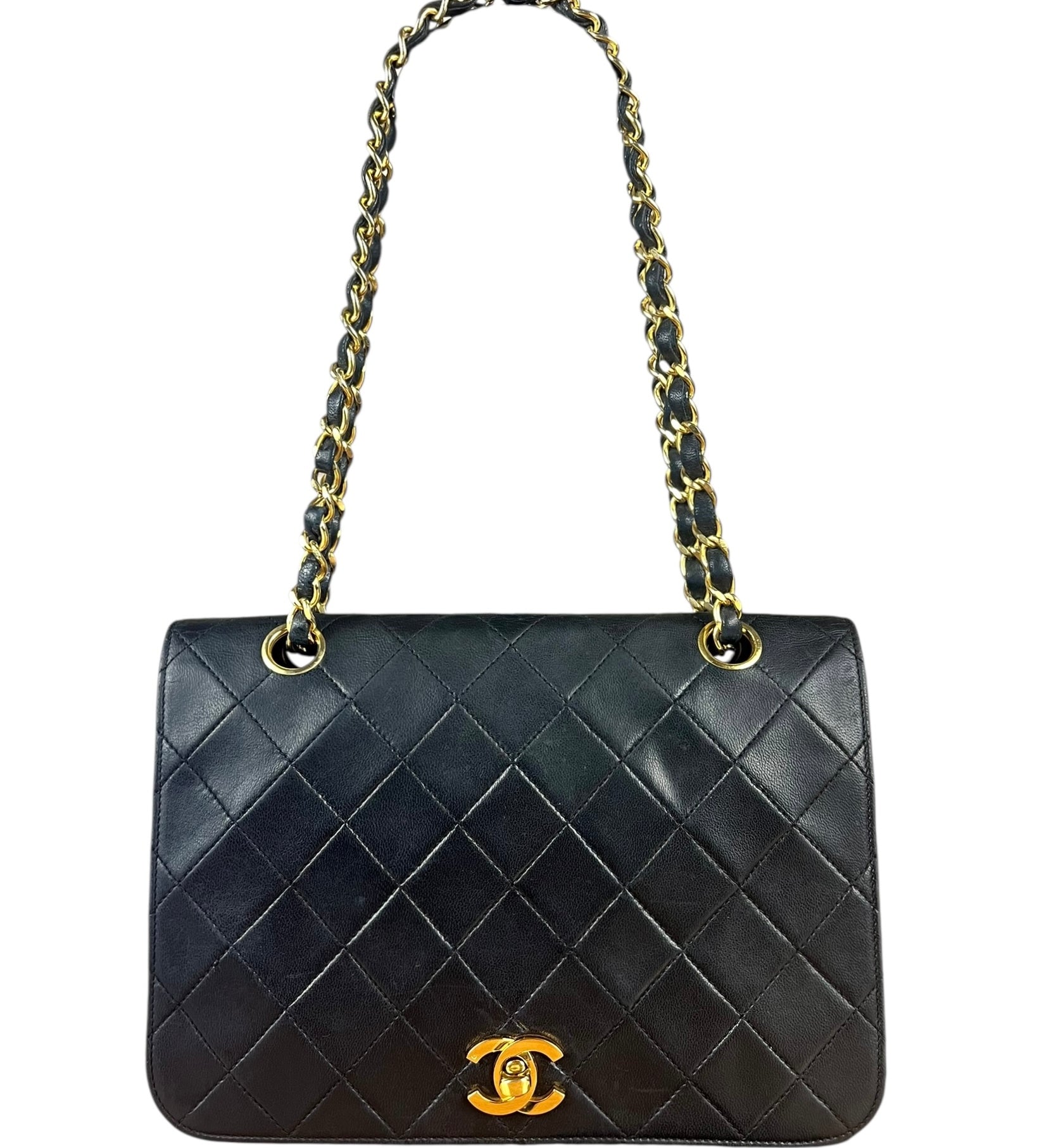 Chanel CC Vintage Black Quilted Chain Flap Bag