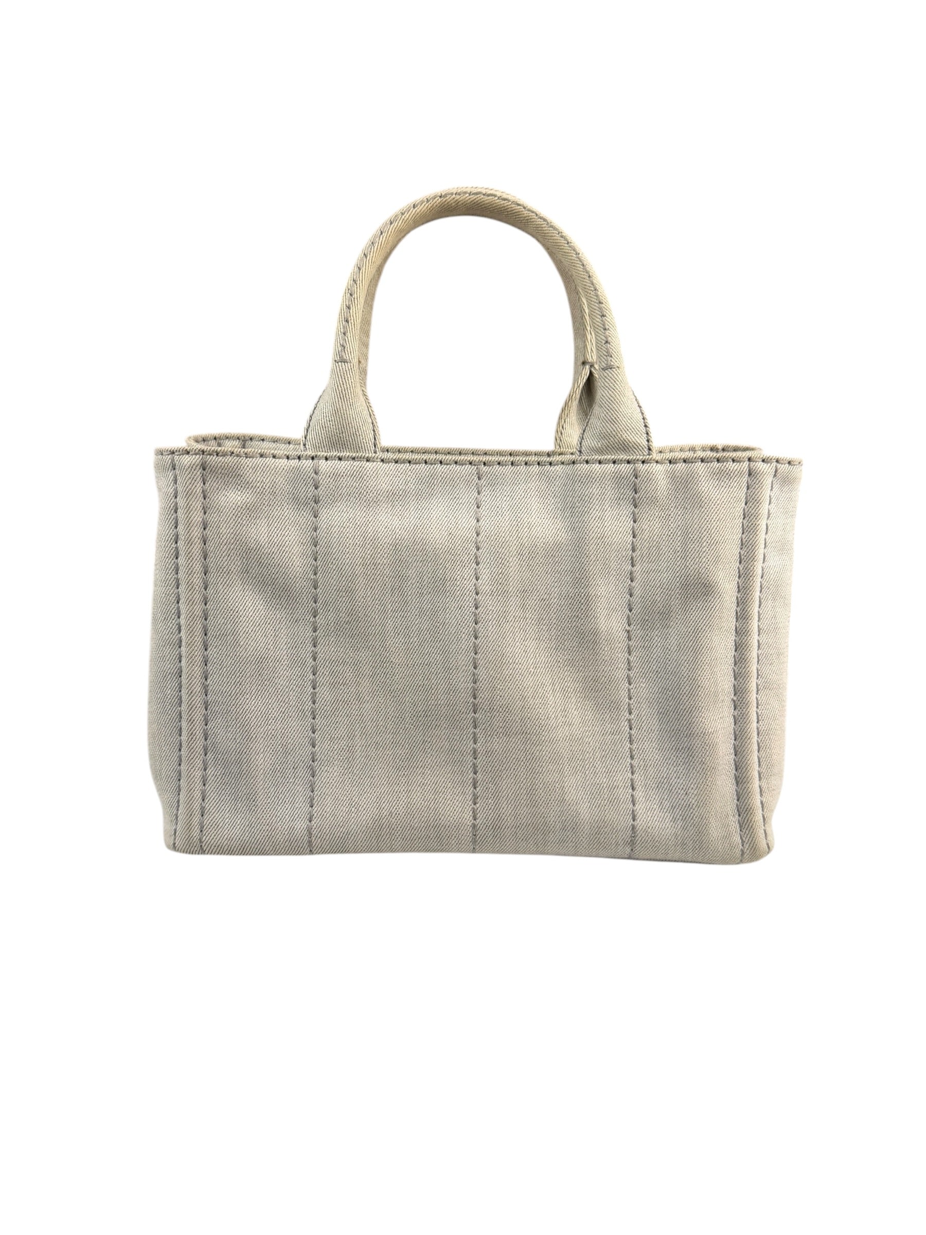 Prada Grey Denim Canapa Logo Tote