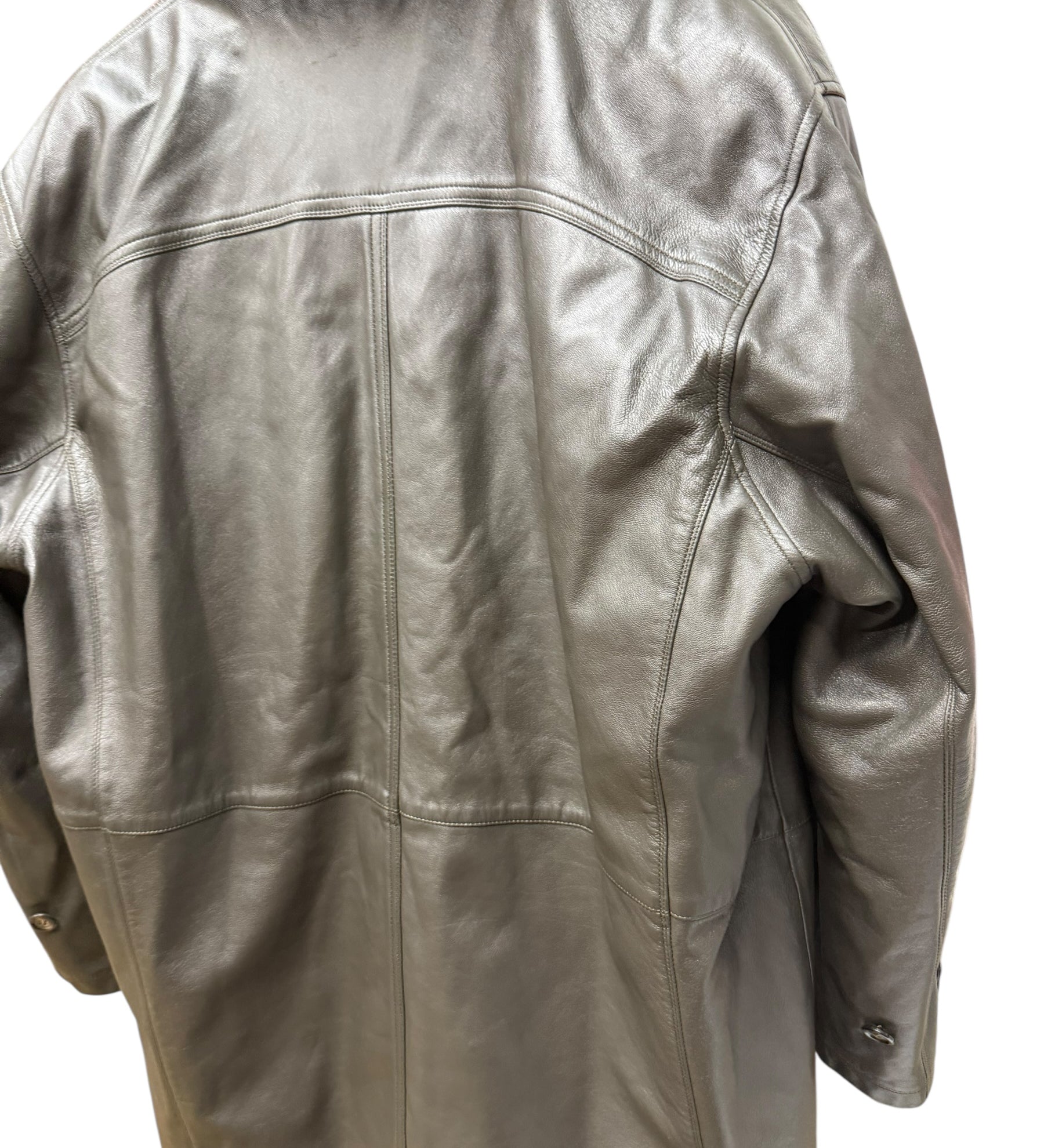 Vintage Grey Fur Lined Leather Blazer Coat