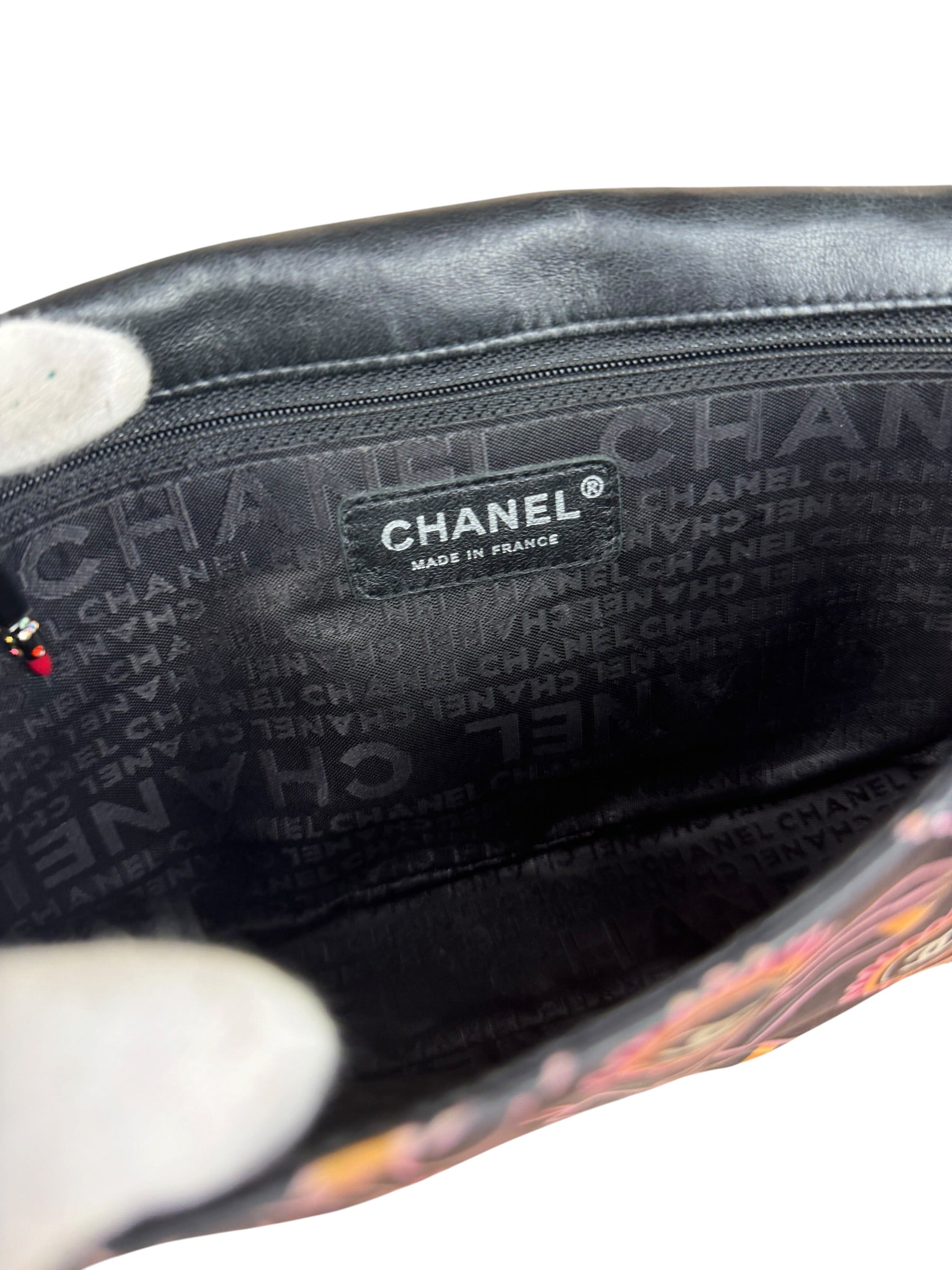 Chanel Lipstick Black Satin Single Flap Bag 2005