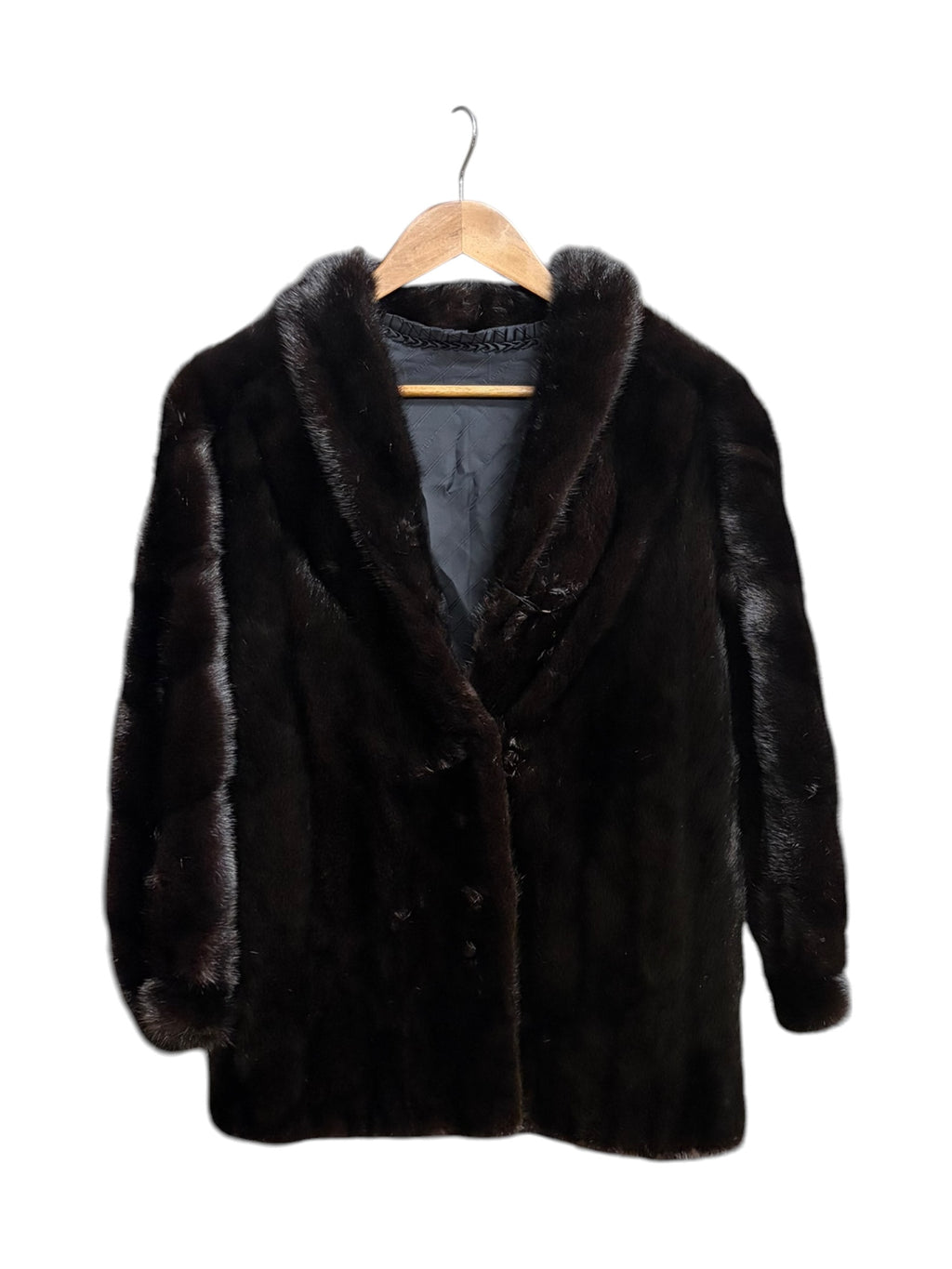 Vintage Diamond Fashion Dark Brown Mink Fur Coat